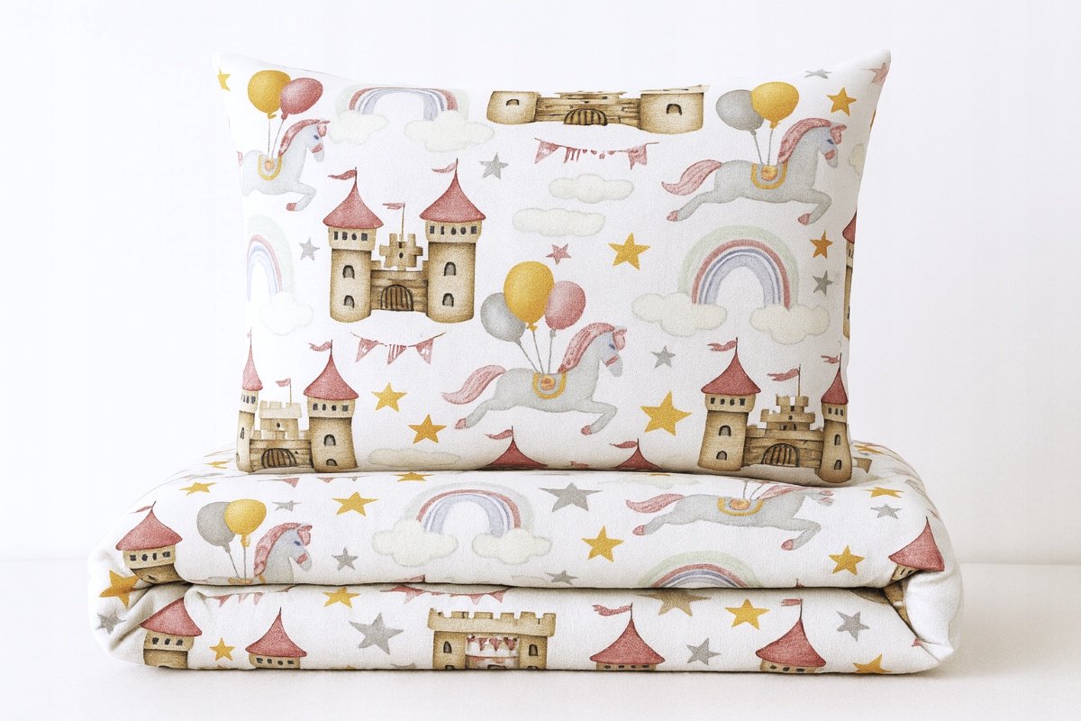 Kinderbeddengoed 100x135 cm Katoen met Regenboog & Kasteel