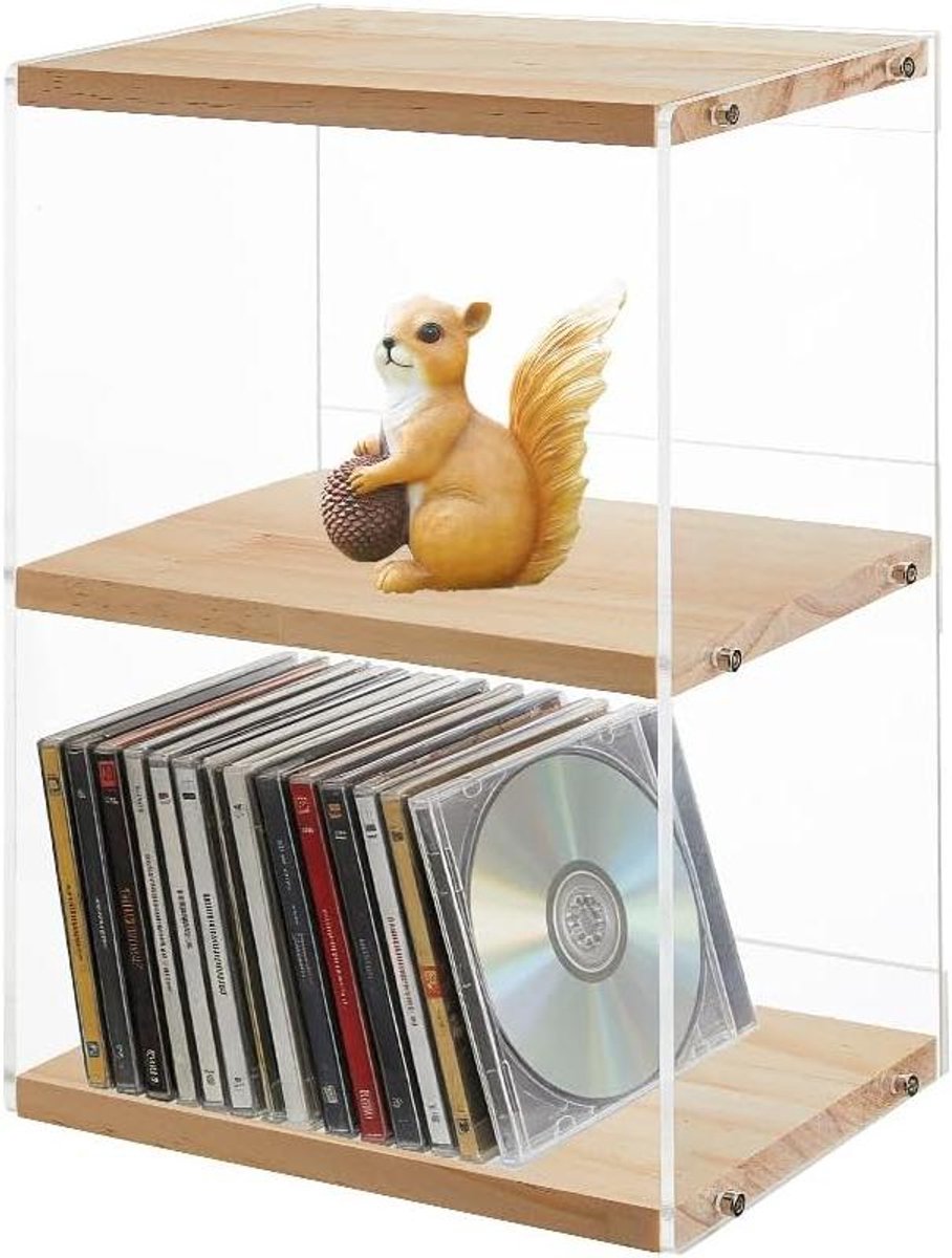 Cd-rek - Opberger - Media Sorteren - Drie Etages - 30.6 cm Hoog - Houtkleur