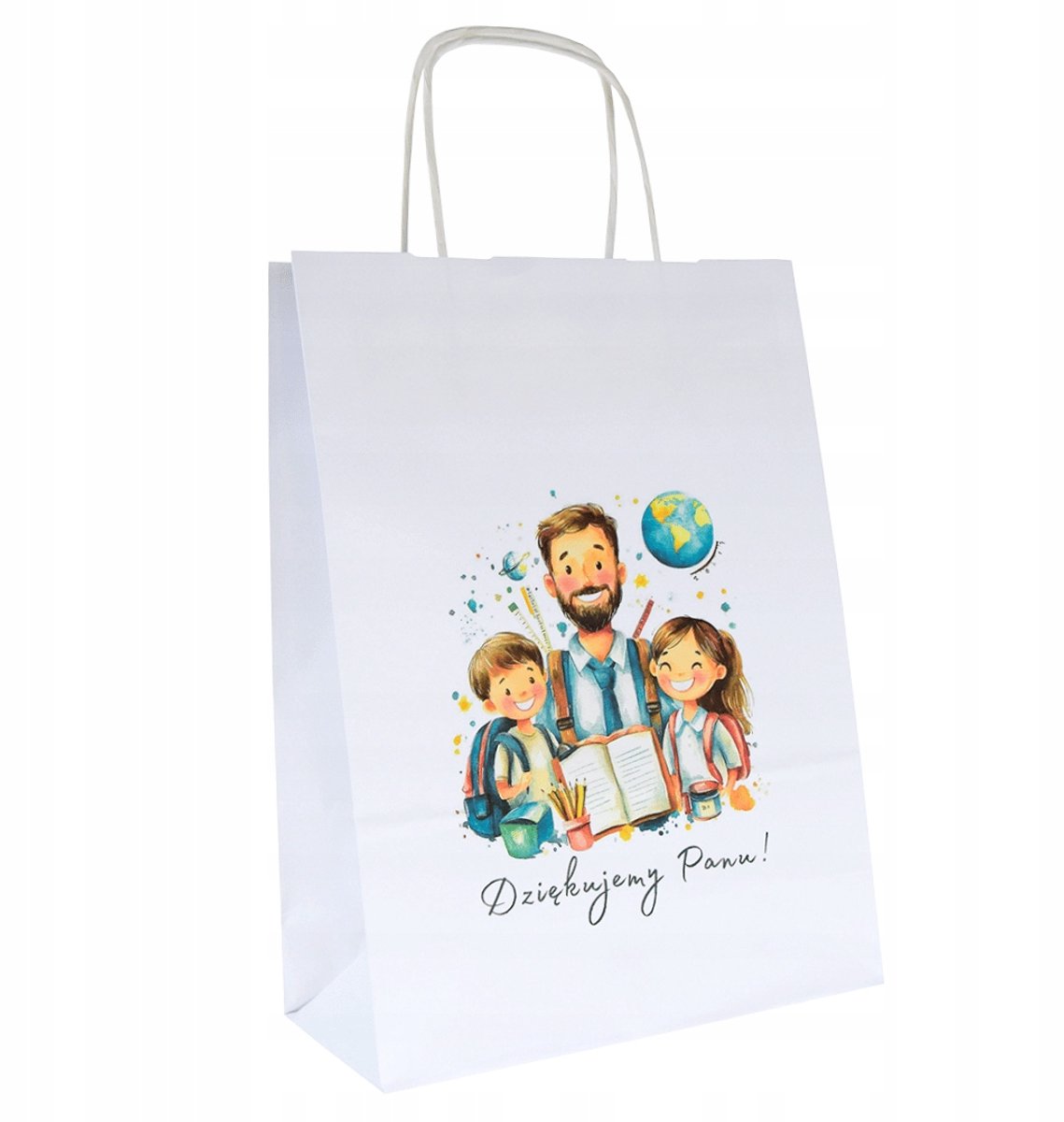 Papieren Cadeautas Leraar "Dank u wel" 24x10x32 cm