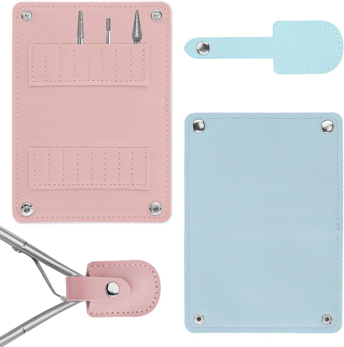 Nagelboor Houder - Boren Organizer - Nagelkunst Opslag - 16 Sleuven - Compact Formaat - Blauw Roze