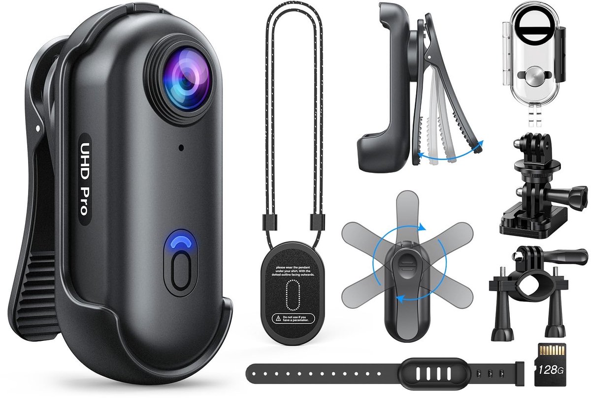 Solidchoice - Mini Bodycamera met 4K Video en Magnetische Clip