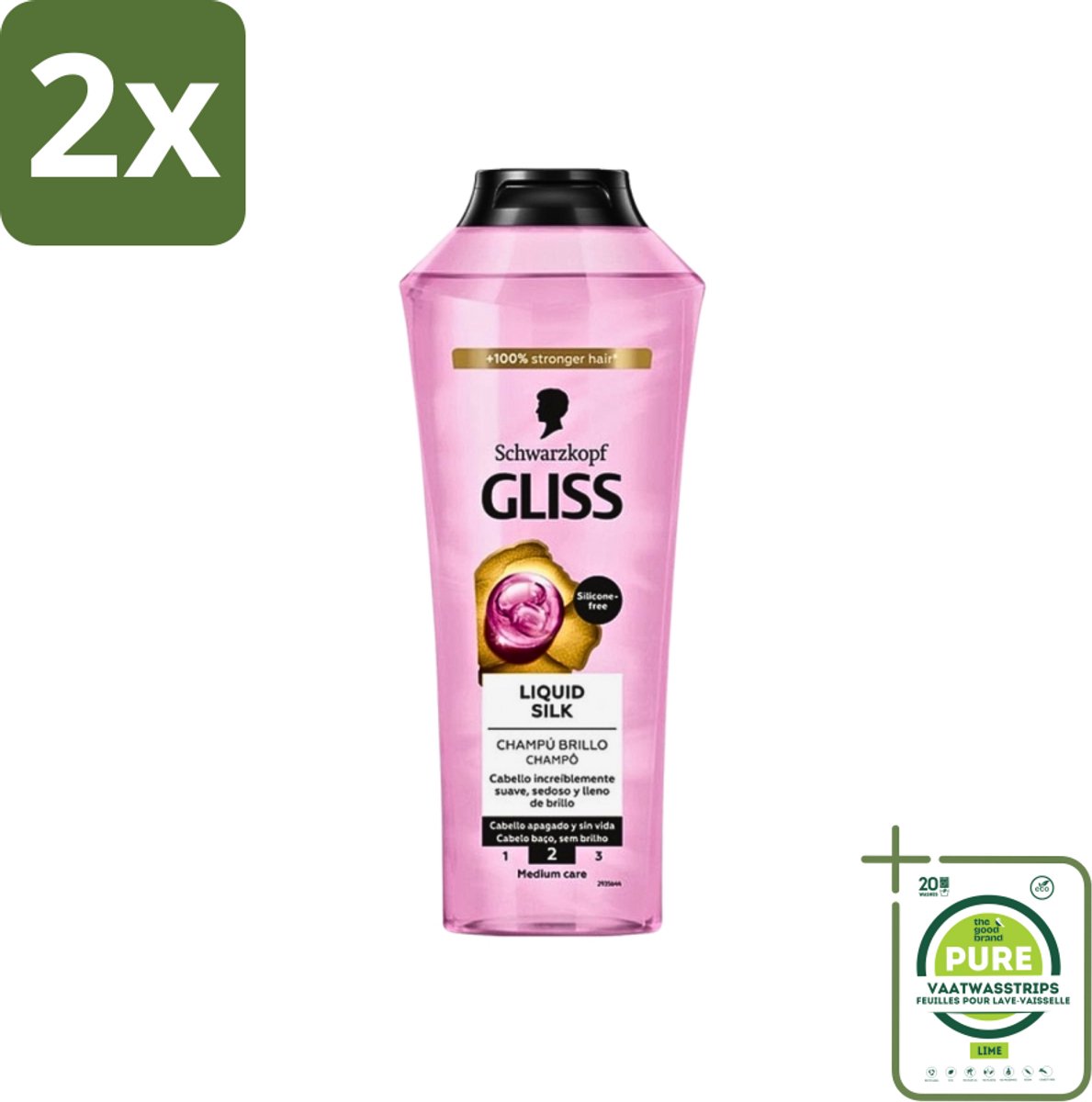 Gliss-Kur - Shampoo - Liquid Silk - Zijdezachte Haarverzorging - 400 ml - Voordeelverpakking - 2 stuks - Zijdezachte haarschampoo - Haarverzorging