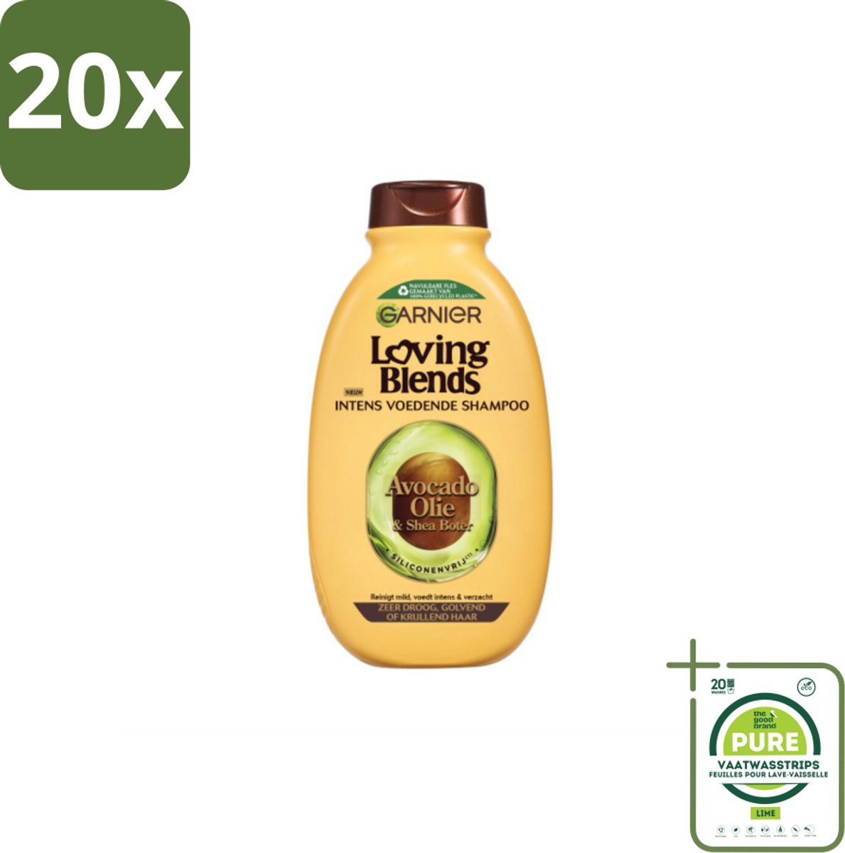 20 x Garnier Loving Blends Avocado Olie en Shea Boter Shampoo 300 ml - Grootverpakking - Avocado Olie - Shea Boter - Droog Haar - Pluizig Haar - Intensieve Voeding