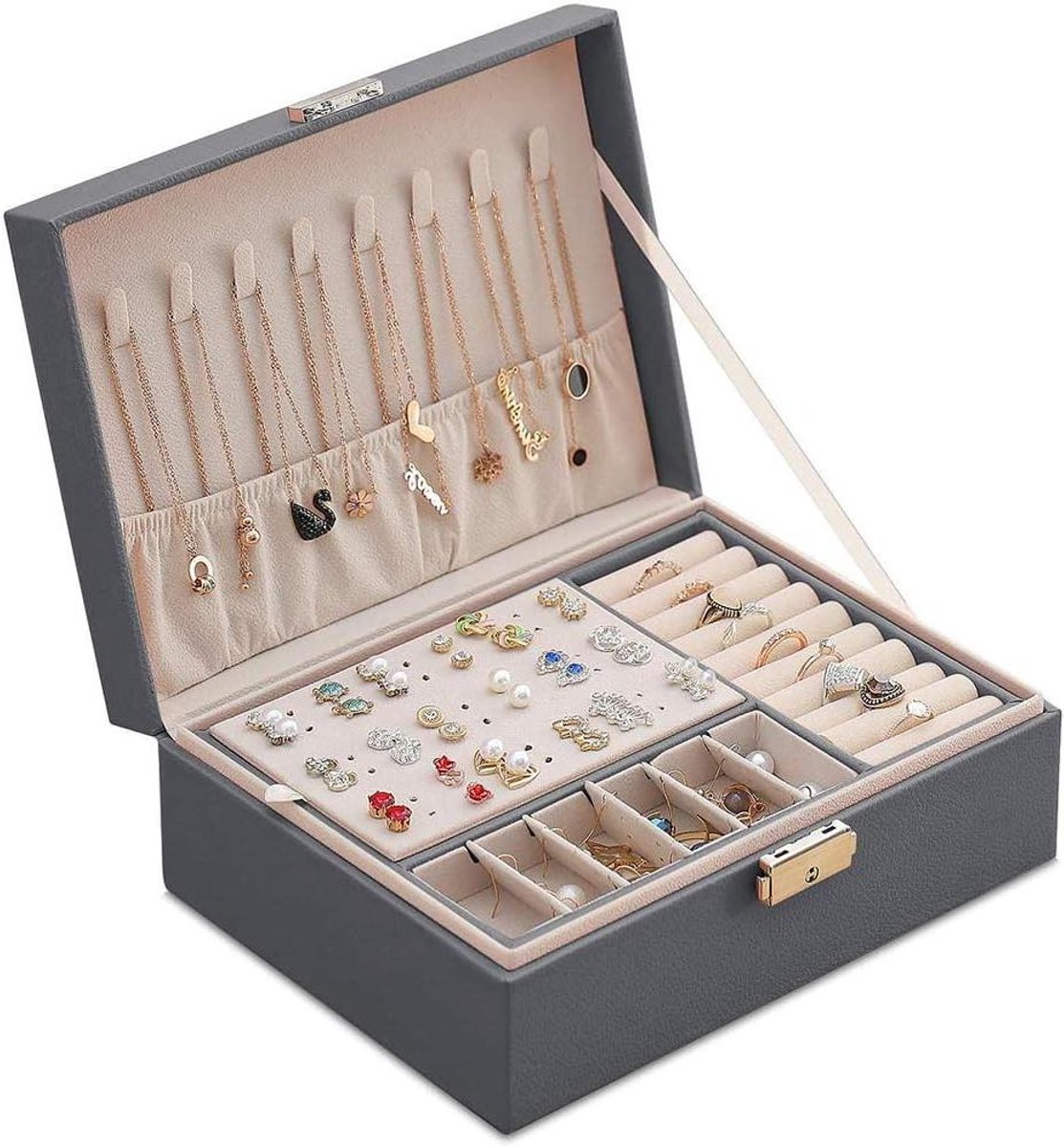 Sieradendoos Dubbele Laag - Opberger Tas - Sieraden Opslag - Met Metalen Slot - 23 x 17 x 9 cm