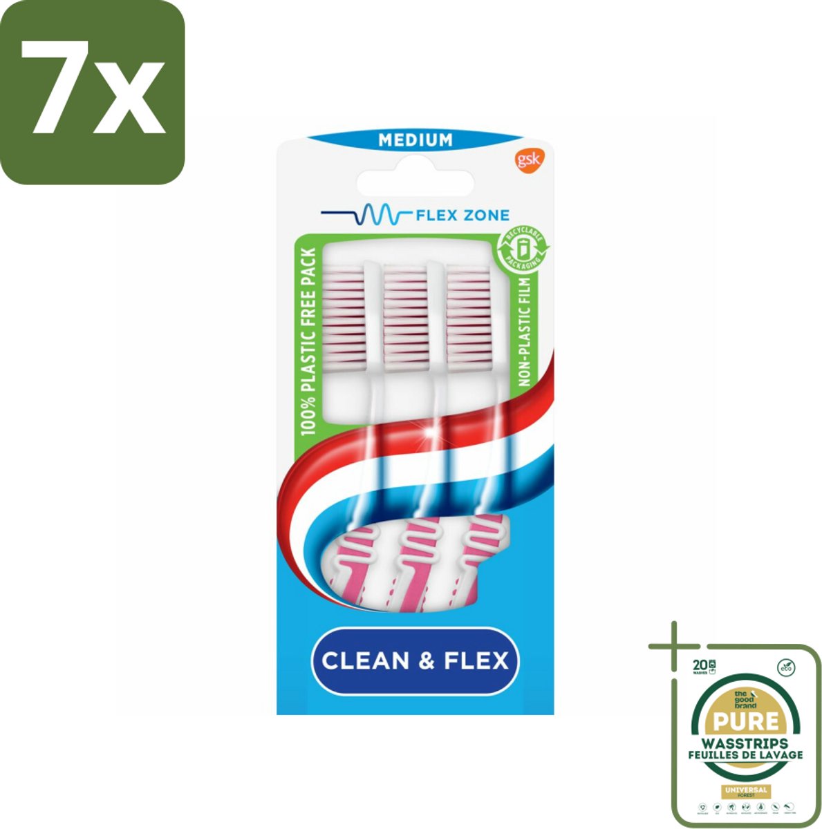 7 x Aquafresh Tandenborstel Clean & Flex Medium 3 stuks per verpakking - Grootverpakking - Tandenborstel - Tandenborstel Medium - Tandenborstel Clean - Tandenborstel Flex - Tandenborstel Voor Tandvlees