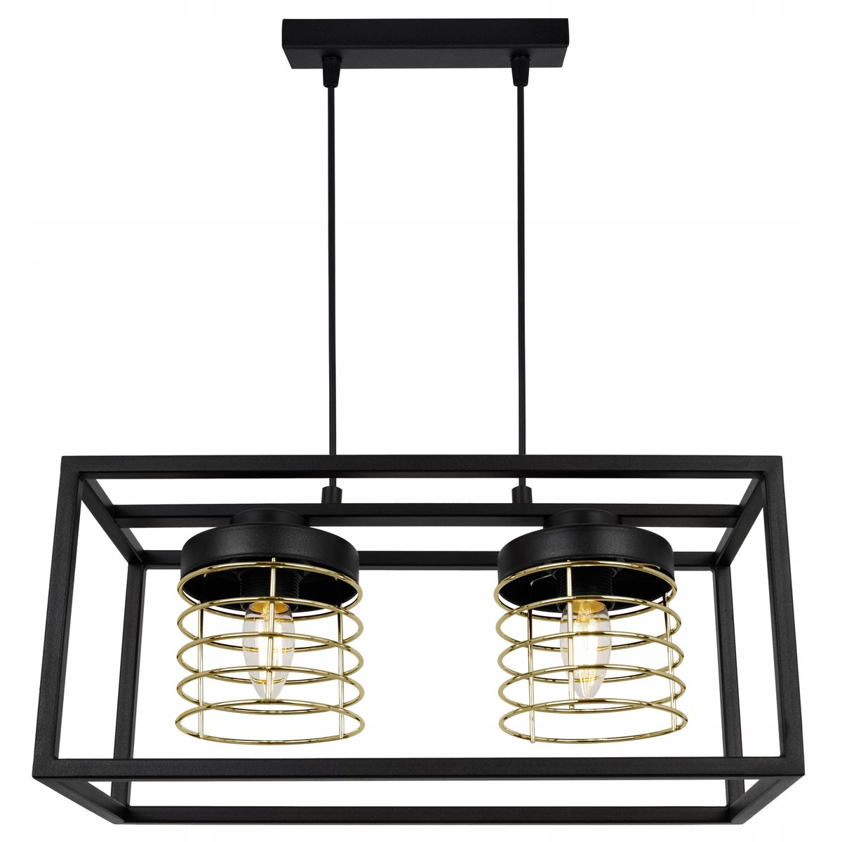 Zwarte Hanglamp Kooi Goud Zwart Loft Glamour Woonkamer