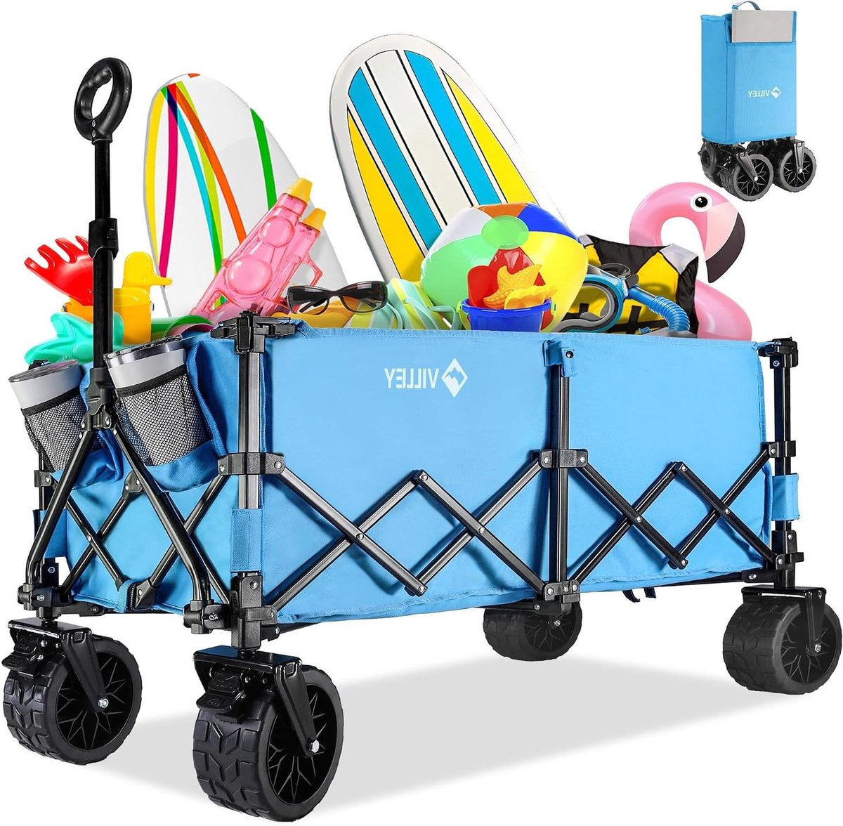 Bolderkar Opvouwbaar - Transportwagen Tuinwagen - Outdoor Transport - XXL Opslagcapaciteit - Tot 150 kg - Blauw
