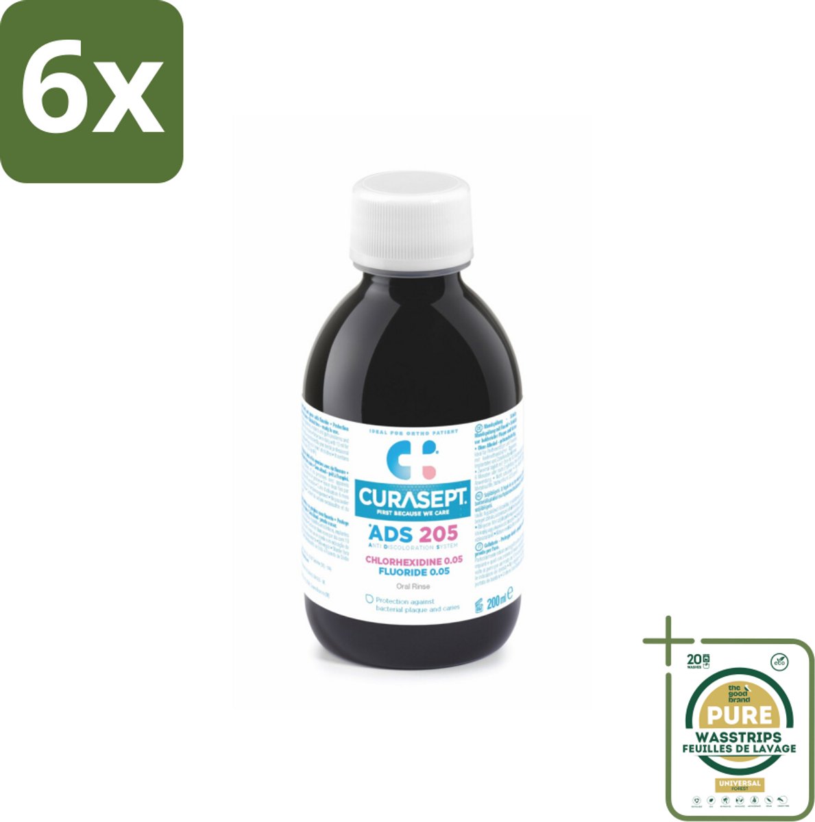 Curasept Mondspoeling 0,05% CHX 200 ml - Voordeelverpakking - 6 stuks - Natriumfluoride - Mondhygiëne