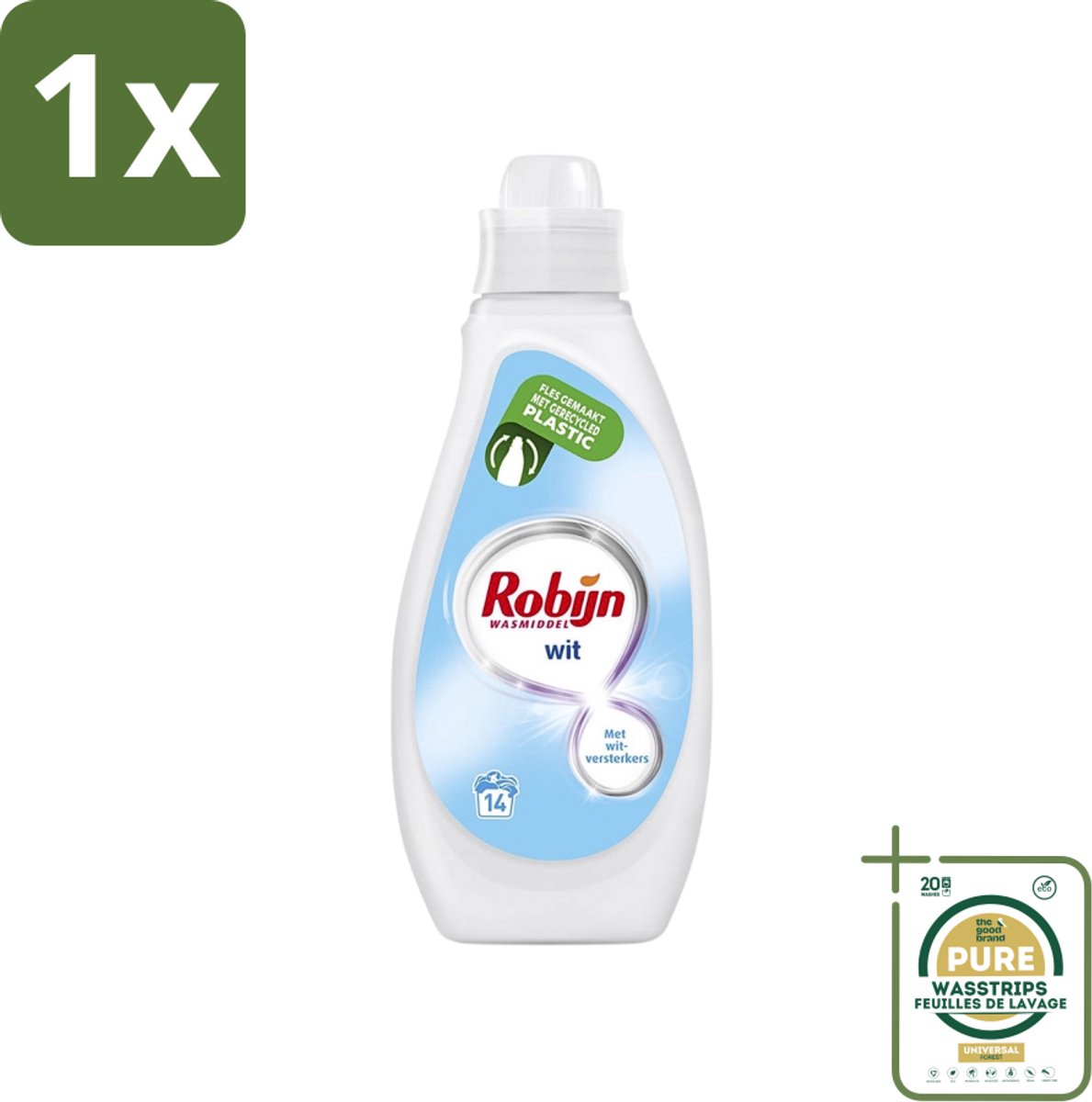 1 x Robijn - Wit - Vloeibaar Wasmiddel - Met Witversterkers - 14 Wasbeurten - 700 ml- Wit Wasmiddel - Witversterker - Stralend Wit - Vloeibaar Wasmiddel - Wasbeurt