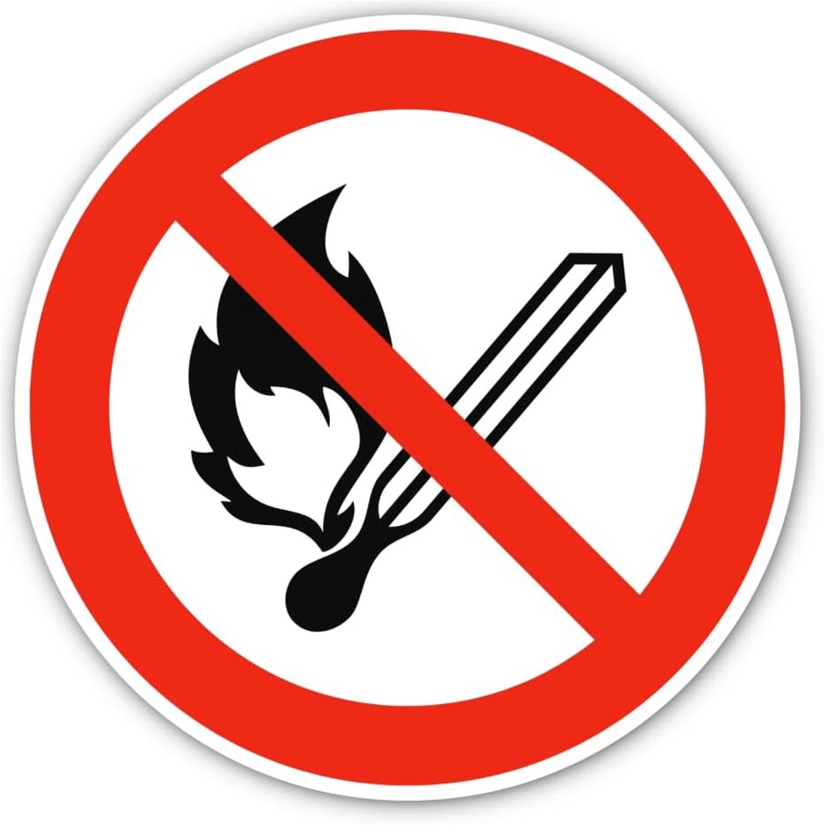 Sticker verboden open vuur Ø 20 cm - waterdicht - UV-bestendig - voor binnen en buiten gebruik - SnelShoppen