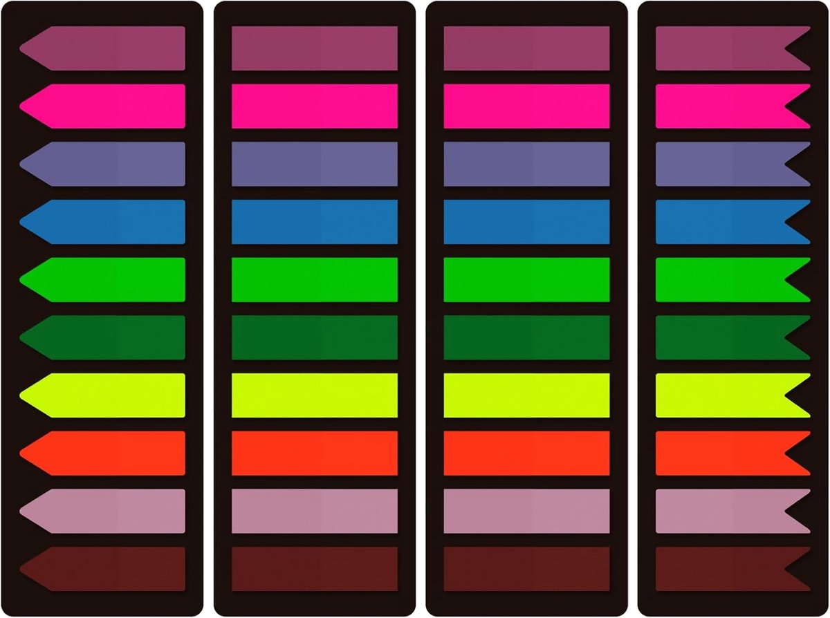 Zelfklevende strips, 800 stuks, plakbriefjes, pijlvlaggentabs, zelfklevend, zelfklevende notities voor het markeren en markeren van pagina's, schrijfbaar, herpositioneerbaar, 3 designs, 10