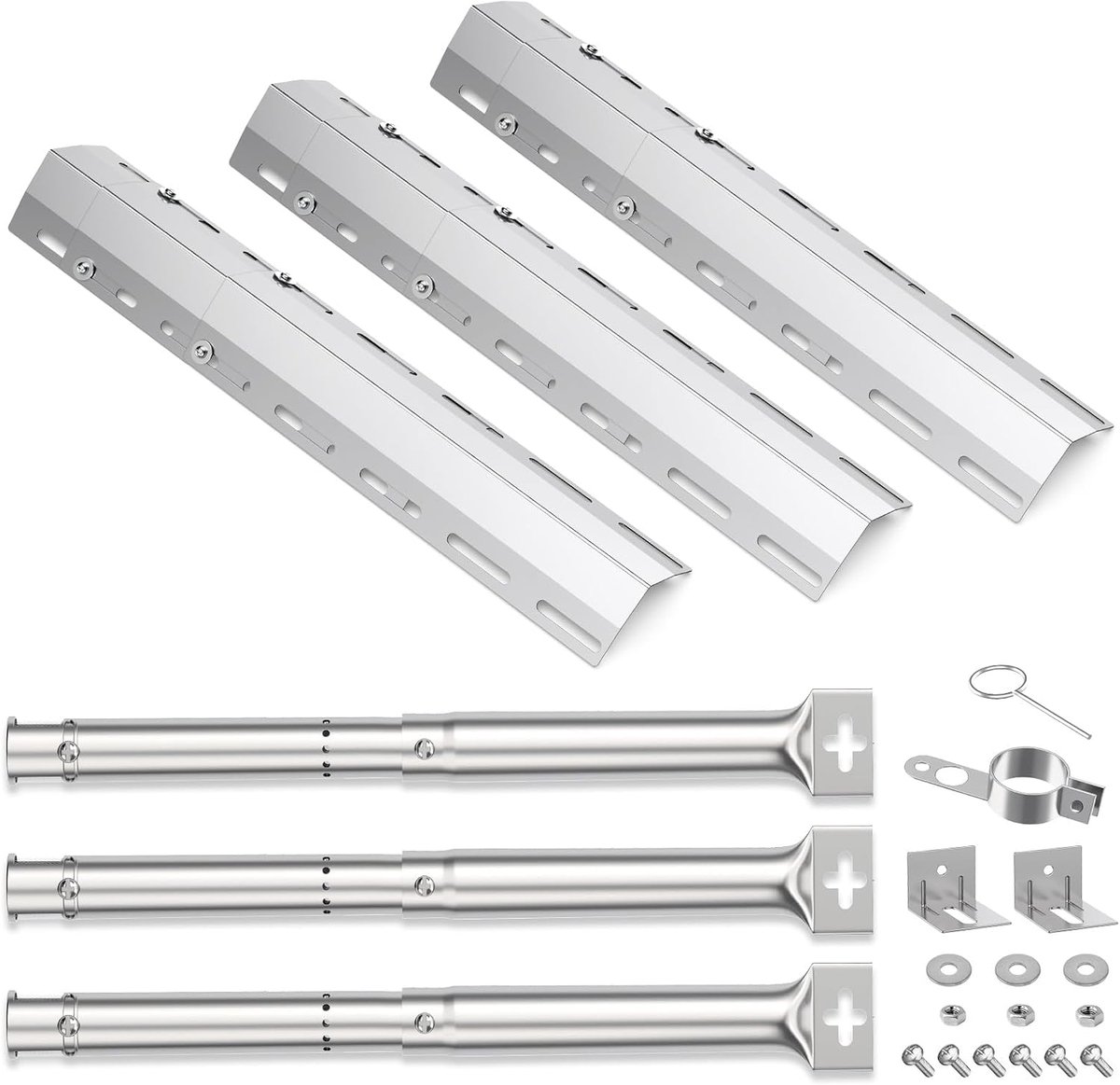 verstelbaar, 30,8 cm tot 44,9 cm, met universele warmtediffuser, 30 tot 72 cm, voor camping, Blooma, Charbroil, compatibel met de meeste gasgrillmodellen (45629 met 42202, 3 stuks)