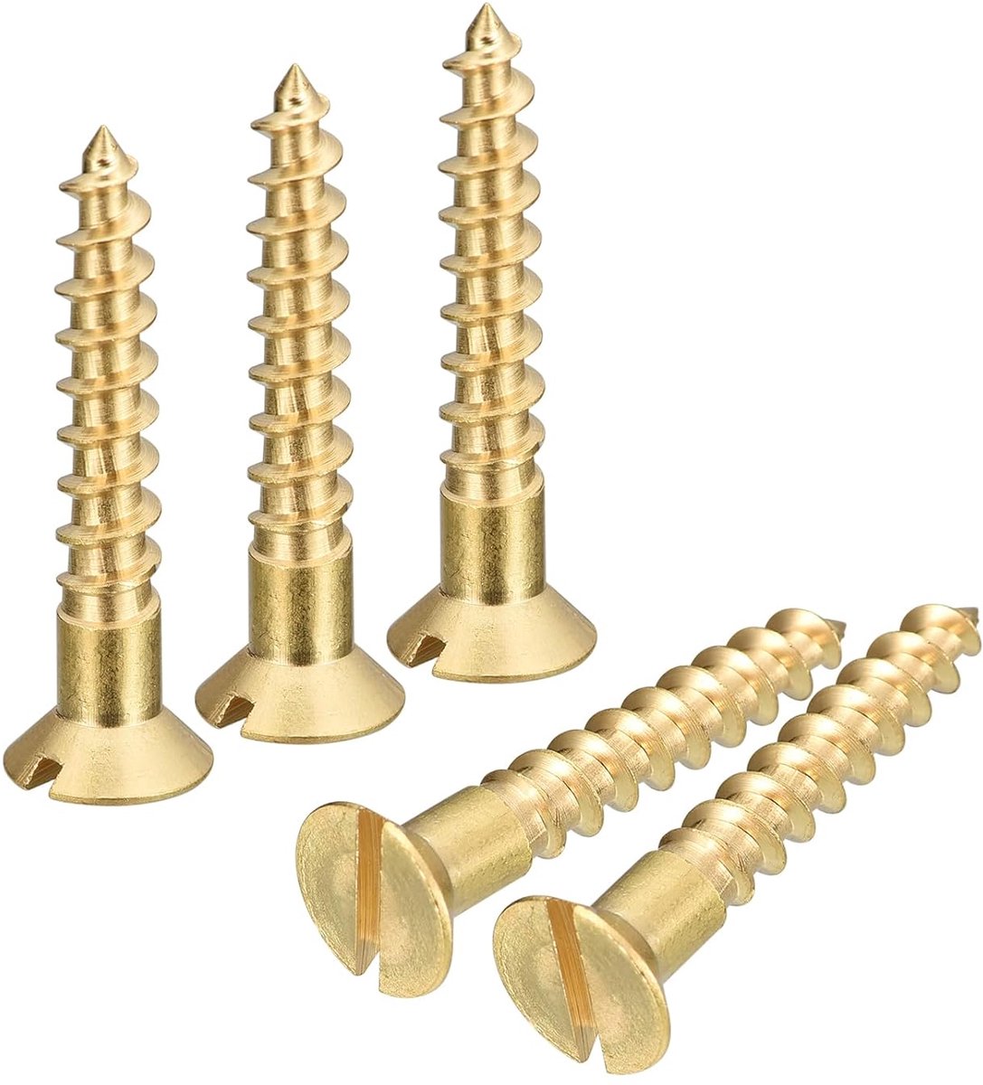Houtschroeven, 10 stuks, M5 x 30 mm, sleufaandrijving, verzonken kop, zelftappende schroeven voor houtbewerking en meubels