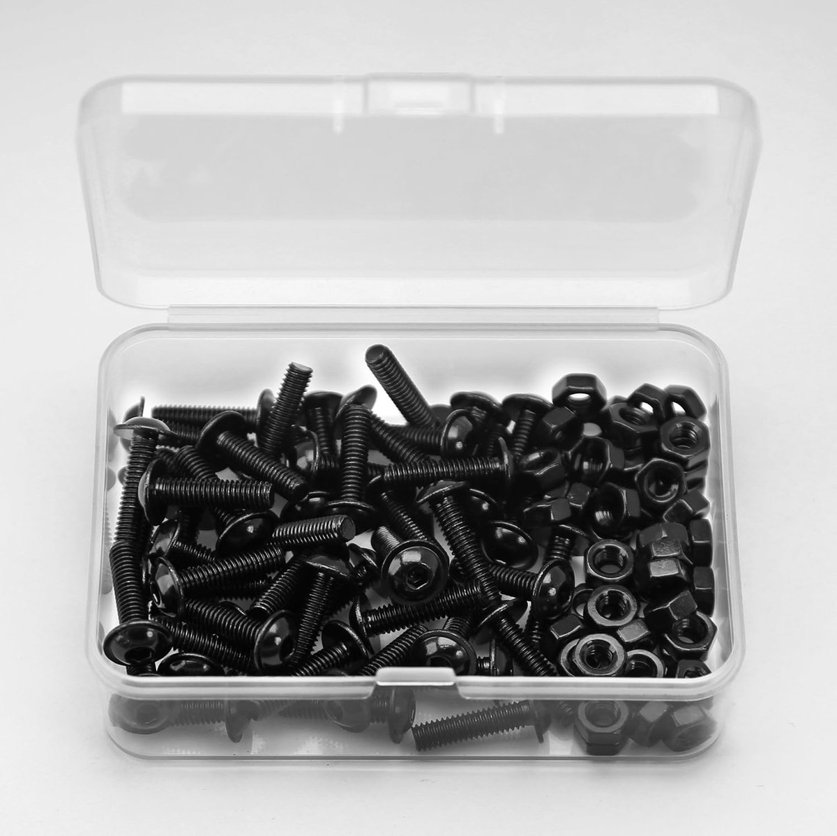 Combinatie van M4 x 16 mm inbusschroeven en moeren, roestvrij staal 304 zwart oxide, lenskopschroeven, flensschroeven