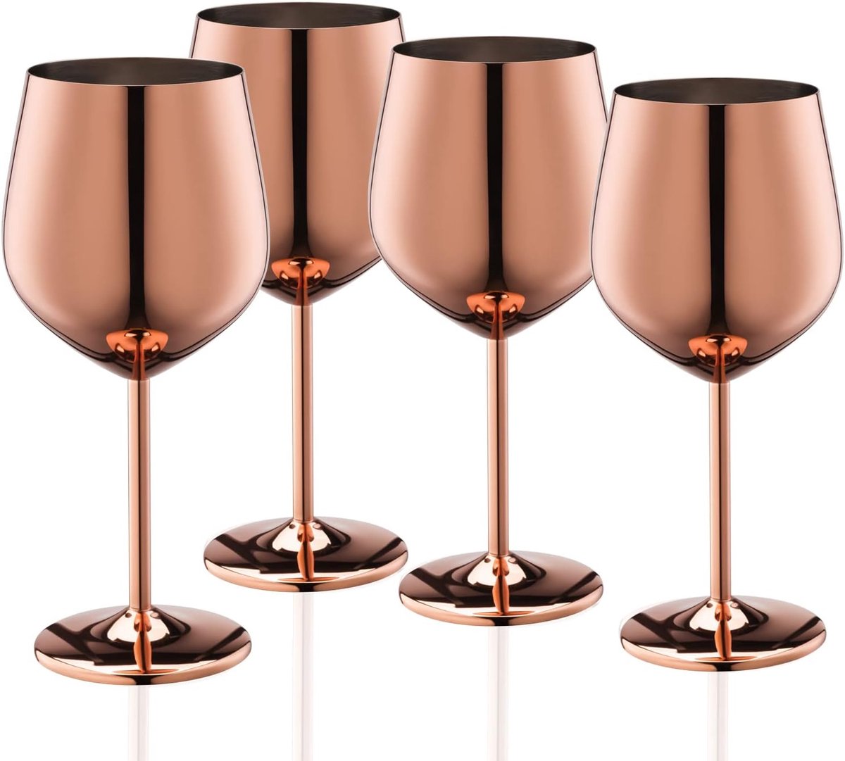 Wijnglazen, 540 ml, onbreekbare en draagbare metalen wijnglazen met steel voor buiten, reizen, kamperen en zwembad (roségoud) | Onbreekbaar, metaal, outdoor evenementen, ideaal cadeau