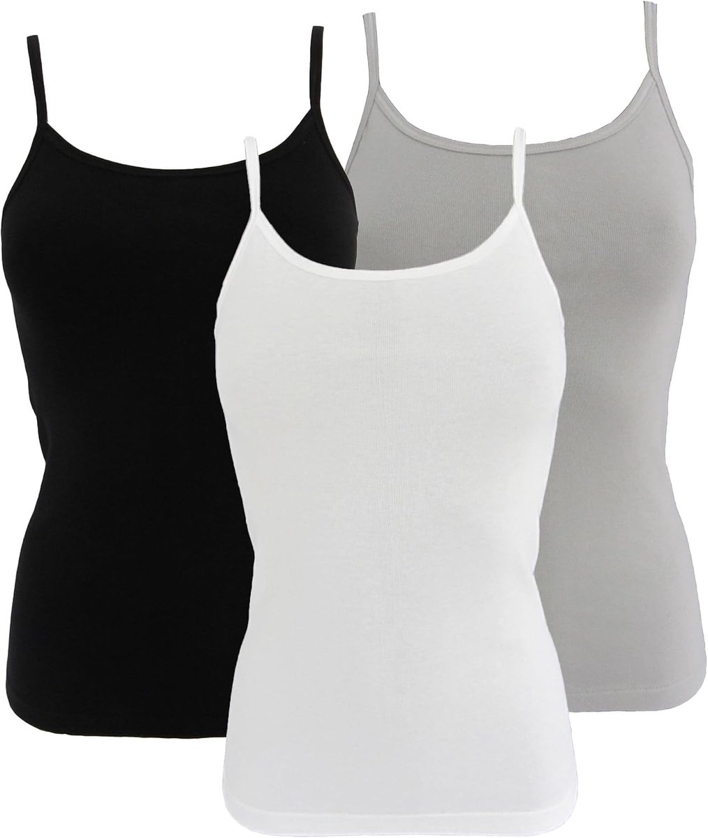 1560 Tanktops voor dames, 100% biologisch katoen, 3 stuks