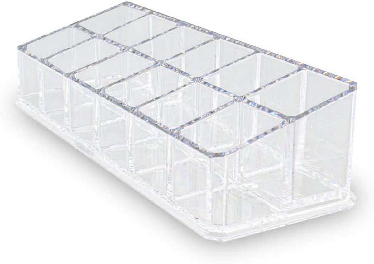 up Organizer met 12 Vakken - Make-up Organizer Transparant - Sieraden Makeup Cosmetica Opbergsysteem - Display Houder voor Lippenstift / Nagellak / Brushes / Visagie - Make up kwasten / Sieraden etc. - Decopatent