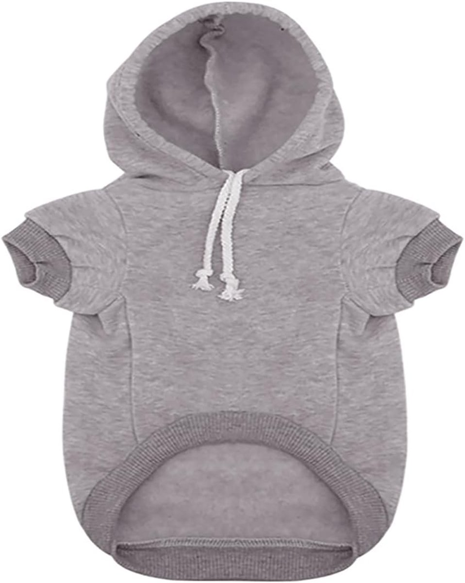 Hondenkleding sweatshirts met capuchon voor honden beveiliging bedrukte RDC huisdierkleding warme katoenen jas jas voor kleine honden, middelgrote honden, katten (grijs, M)