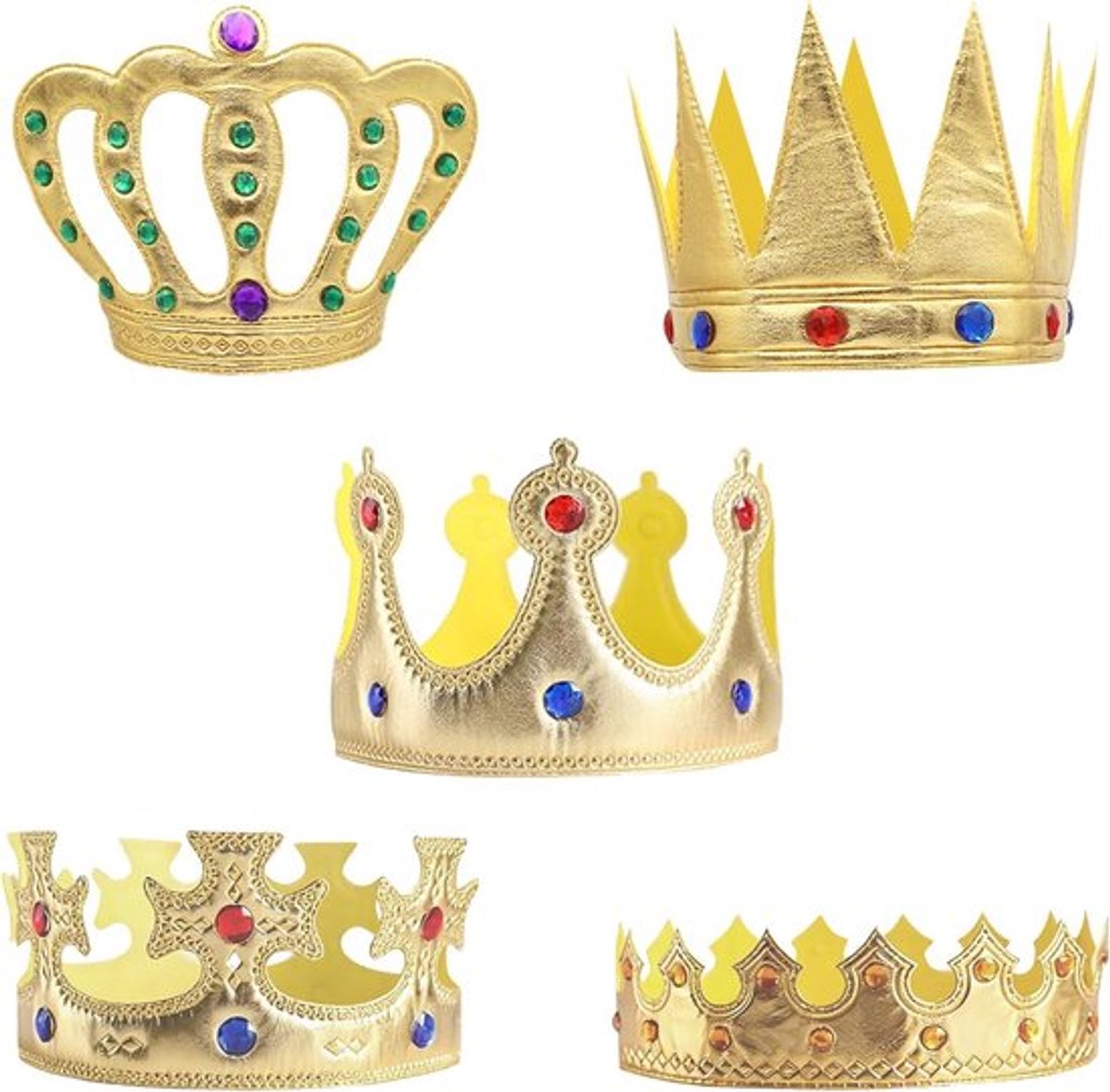 Verjaardagskronen Set van 5 voor Kinderen en Volwassenen - Gouden Hoedjes voor Feestjes, Verjaardagen en Kostuums