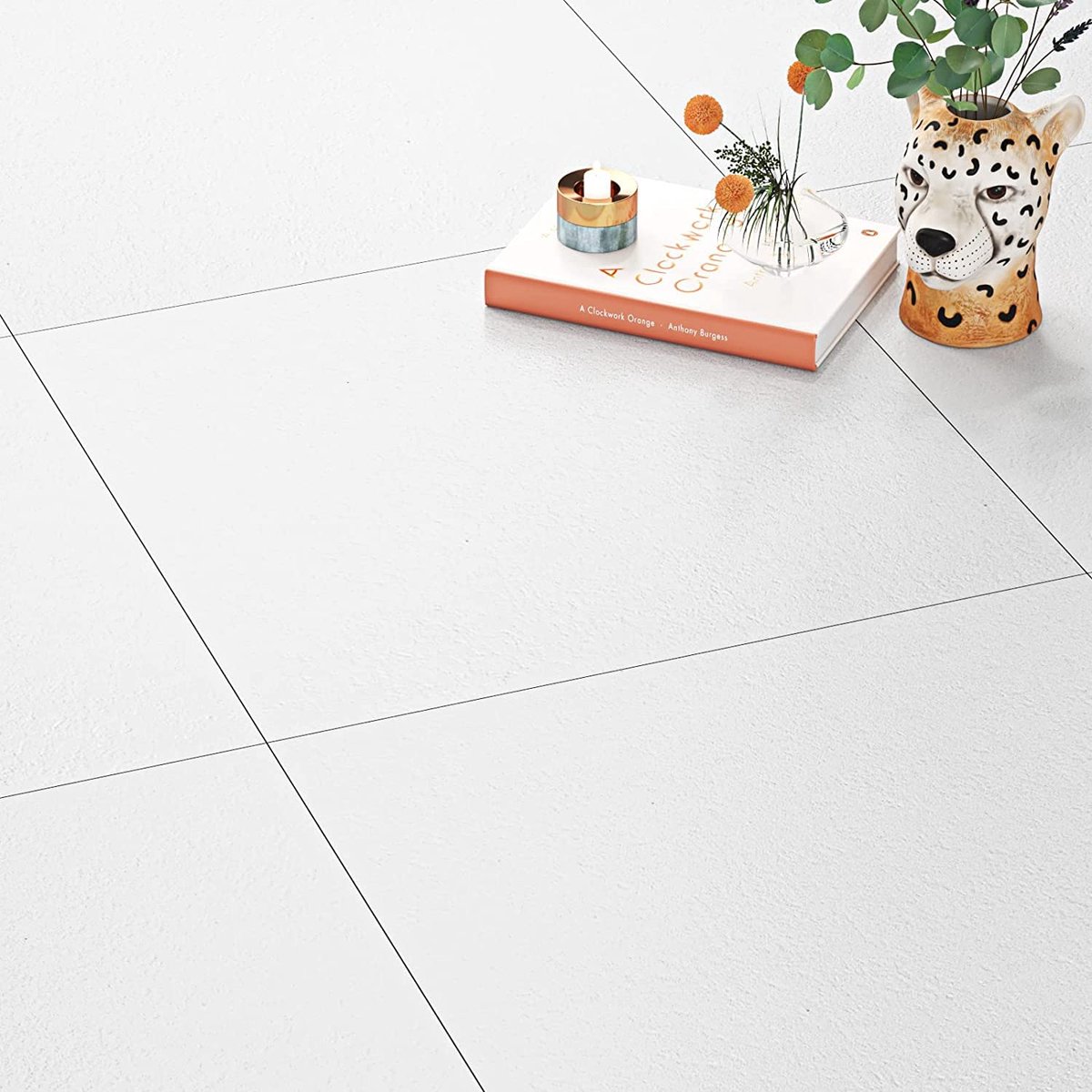 Witte Vinyl Vloertegel Schil en Plak 12x12 Inch 5 Stuks Waterdicht, Anti-Silp, Vochtbestendig en Gemakkelijk te Reinigen