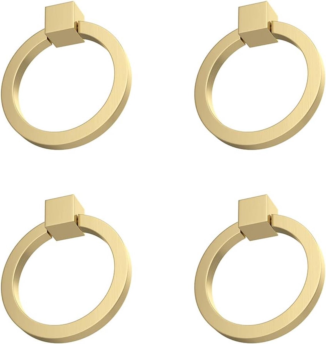 4 Stks 2 "x 1-7/8" Massief Messing Trekken voor Dressoir Lade Ring Trekt Meubelhardware Geborsteld Goud Garderobe Deurgrepen