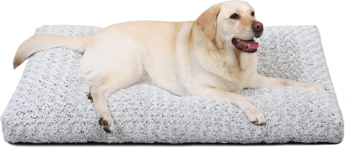 Hondenkussen voor grote honden, hondenbed voor binnen, XL, 105 x 70 cm, antislipbodem, hondenmatras, machinewasbaar, grijs