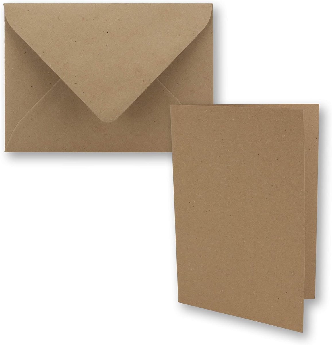 Set van 25 bruine vintage vouwkaarten van kraftpapier met enveloppen, DIN A5-21 x 14,8 cm, bruin, gerecycled, vouwkaarten, blanco NEUSER PAPIER