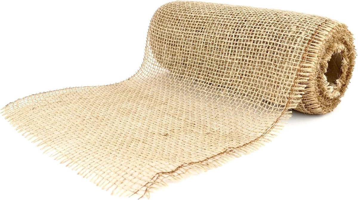 Jute Lint Naturel Bruin Rol 20x500cm - 20cm breed - Jute Cadeaulint Vintage - Decoratielint Bruiloft - jute Stof voor Bloemisterij en Decoratie