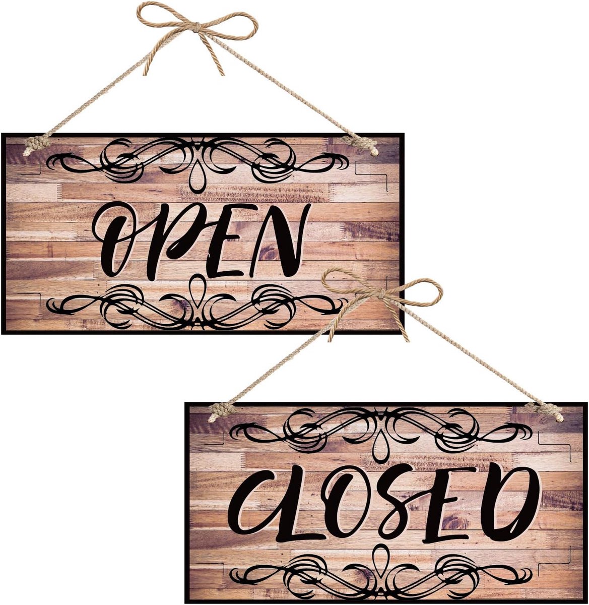 Houten bord met ‘OPEN’ en ‘GESLOTEN’, zakelijk, dubbelzijdig, waterbestendig, hangende muurkunst voor bij deur, op muur, voor raam, in winkel, bar of hotel, decoratief cadeau, 30,5 x 15,2