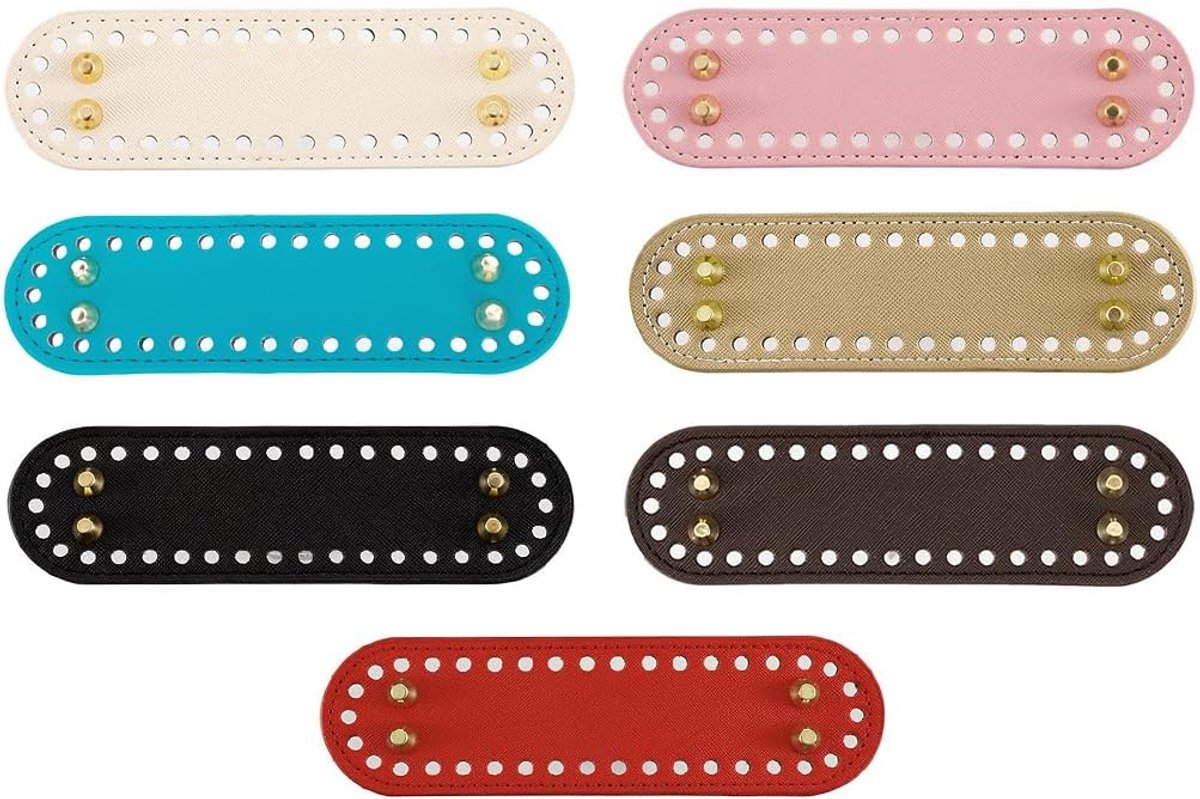 7 stuks tassenbodem, zakbodem om te haken leer, 7 kleuren, ovaal, PU-leer, breien, 18 x 5 cm, voor het maken van tassen, schoudertassen, doe-het-zelf accessoires