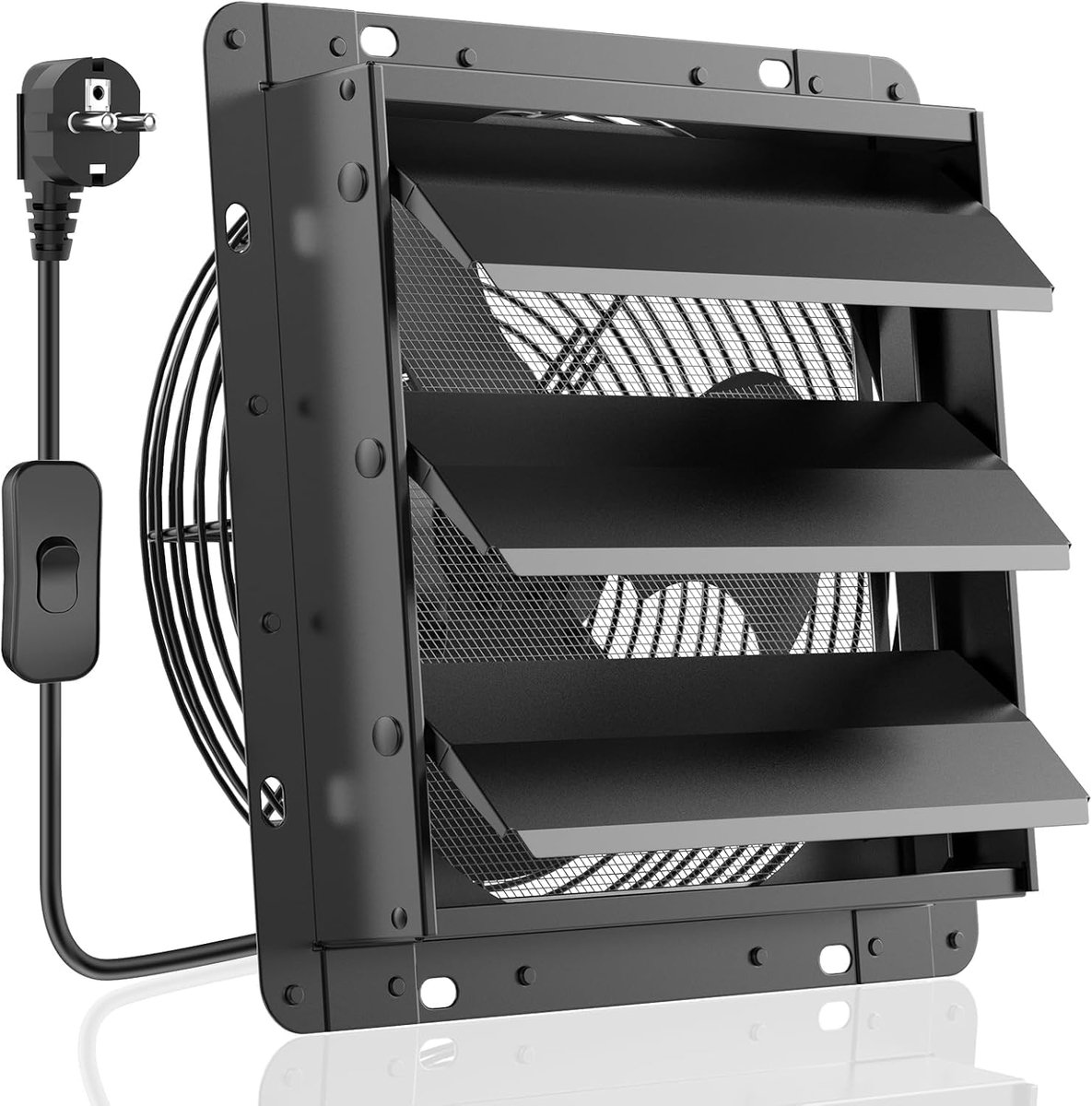Power Afvoerventilator 300mm Industriële Wandventilator 1300m³/h Wandventilator met Gaaszeef Uitlaatventilator met EU-stekker, Aluminium Raamventilator, Bijgewerkt