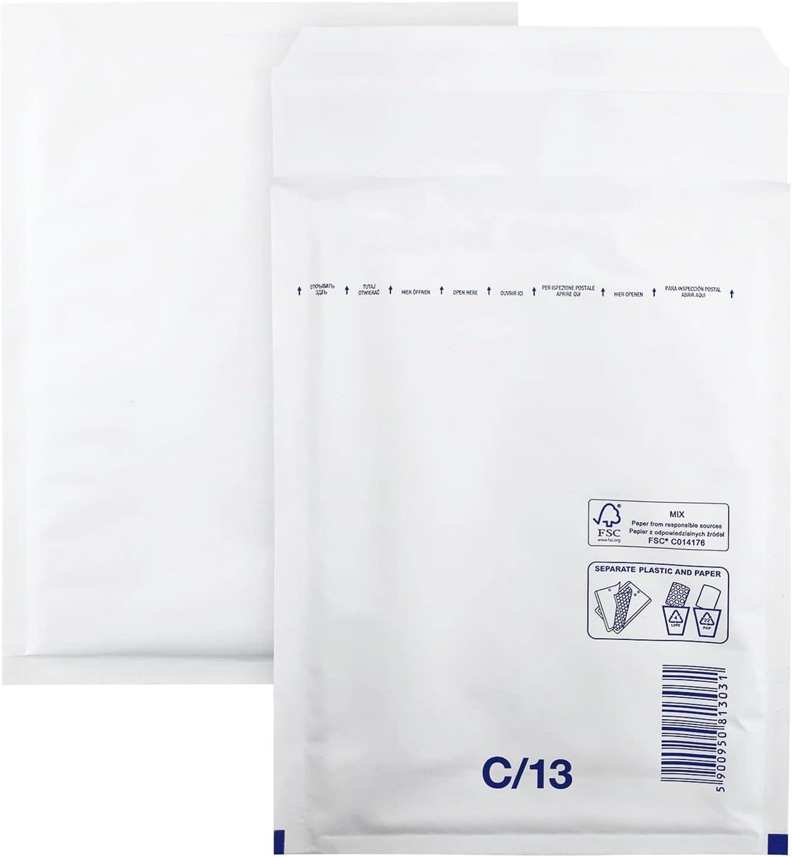 100 luchtkussen enveloppen C/13 170x225mm witte verzendzakken met luchtfolie gewatteerd onbreekbare verpakking gerecycleerde
