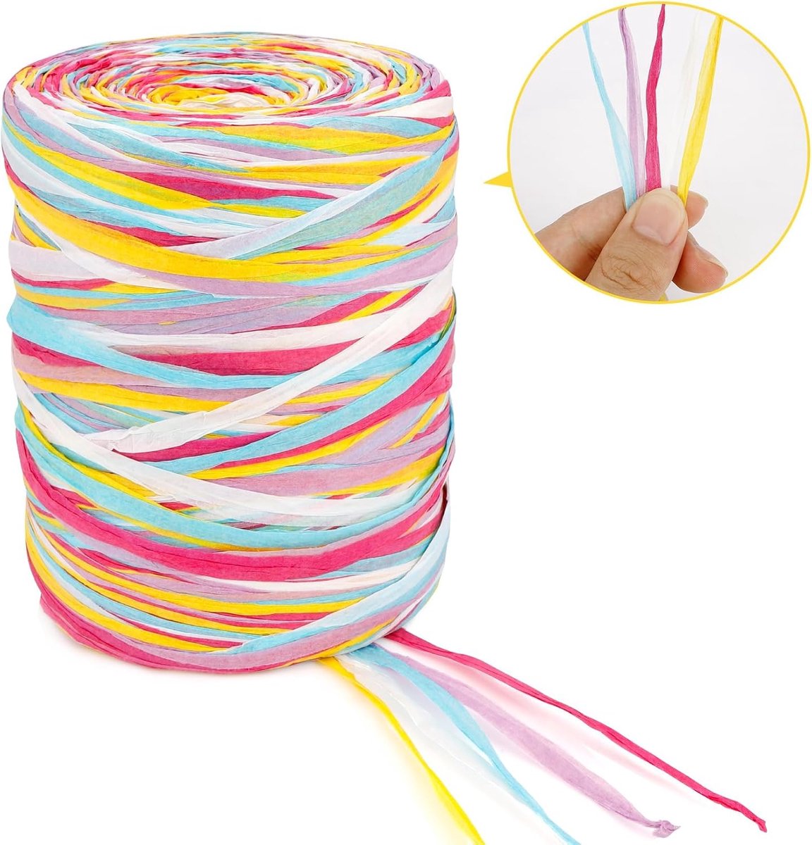 200 m kleurrijk, cadeaulint, bastband, bastlint, geschenklint, geschenklint, Raffia bast, raffia-papiersnipper, bast lint natuurbast papierband, 200 m bast papierband, bast natuur