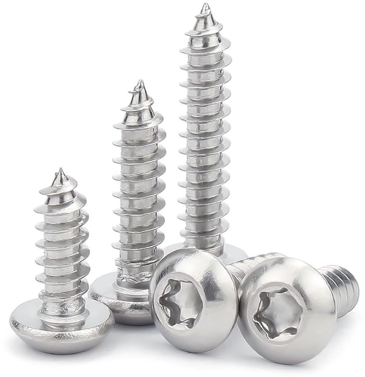 50 Stuks M5 x 30mm Zelftappende Ronde Kopschroeven Plaatschroeven Roestvrij Stalen Platte Kop met Schijf Torx-schroeven, A2 V2A Houtschroeven Volledig Schroefdraad