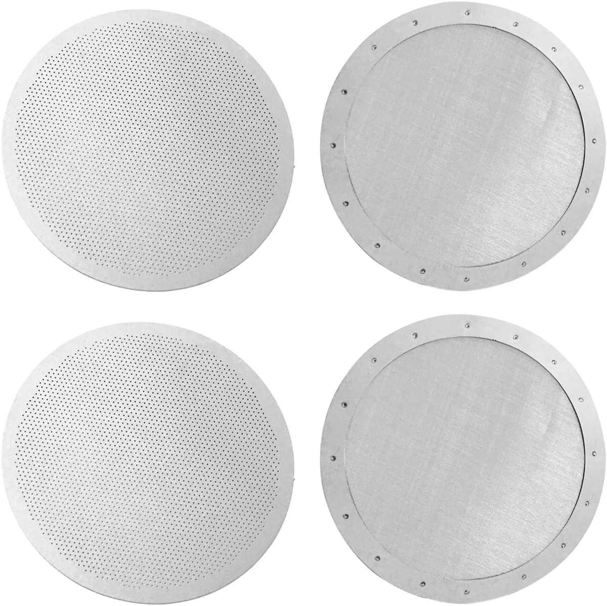 Herbruikbare koffiefilters voor oude/nieuwe Aerobie koffiezetapparaten, 2 soorten wasbare roestvrijstalen metalen gaas fijne microfilters, zilver