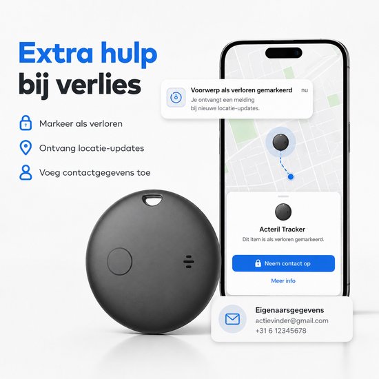 GPS Tracker - Werkt met Apple Find My & Android Find My Device - Locatie Tracker - Waterbestendig - Vervangbare batterij
