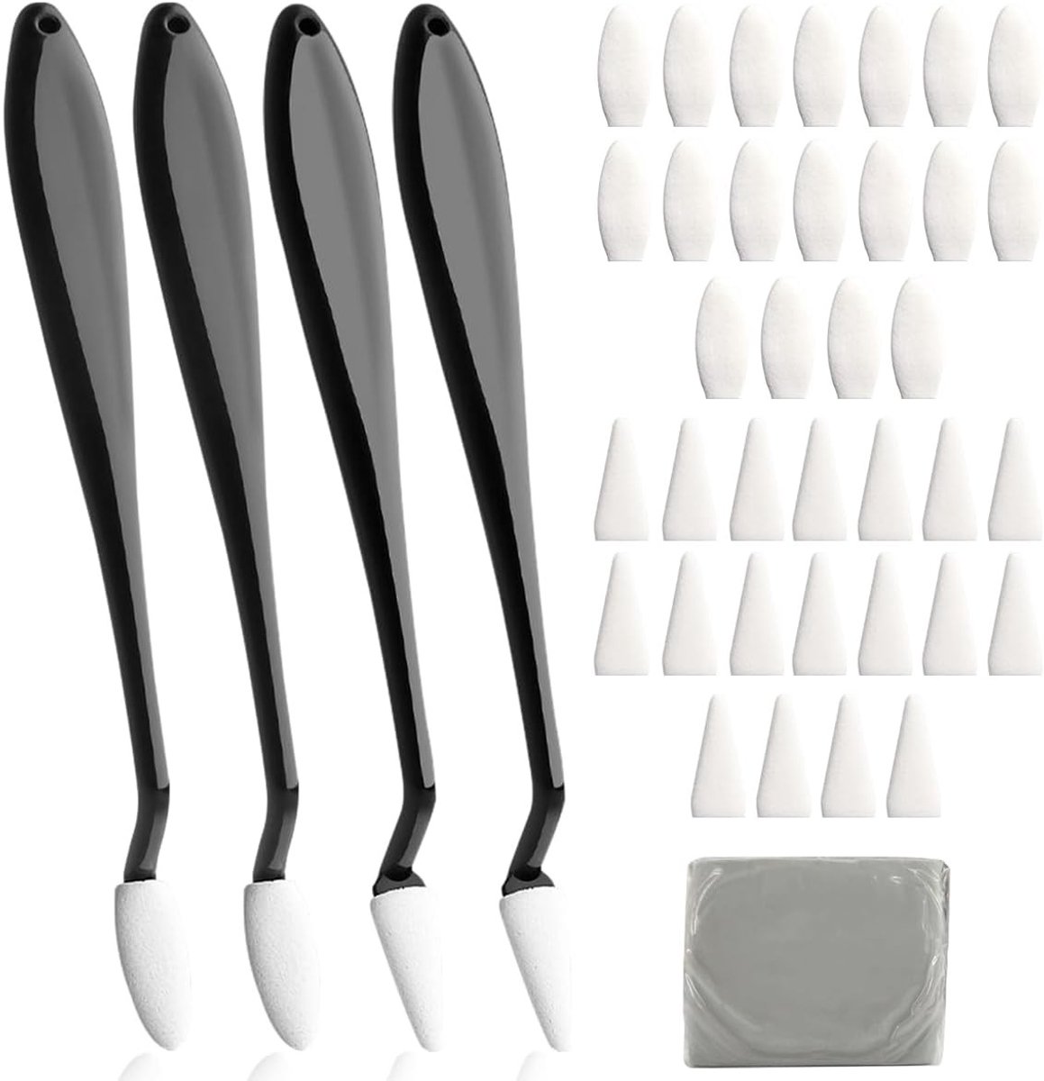Set van 5 Schetsaccessoires - Wit - 17 cm - Hoogwaardige Schetswisser met Reservepunten - Voor Kunstenaars en Schilderliefhebbers