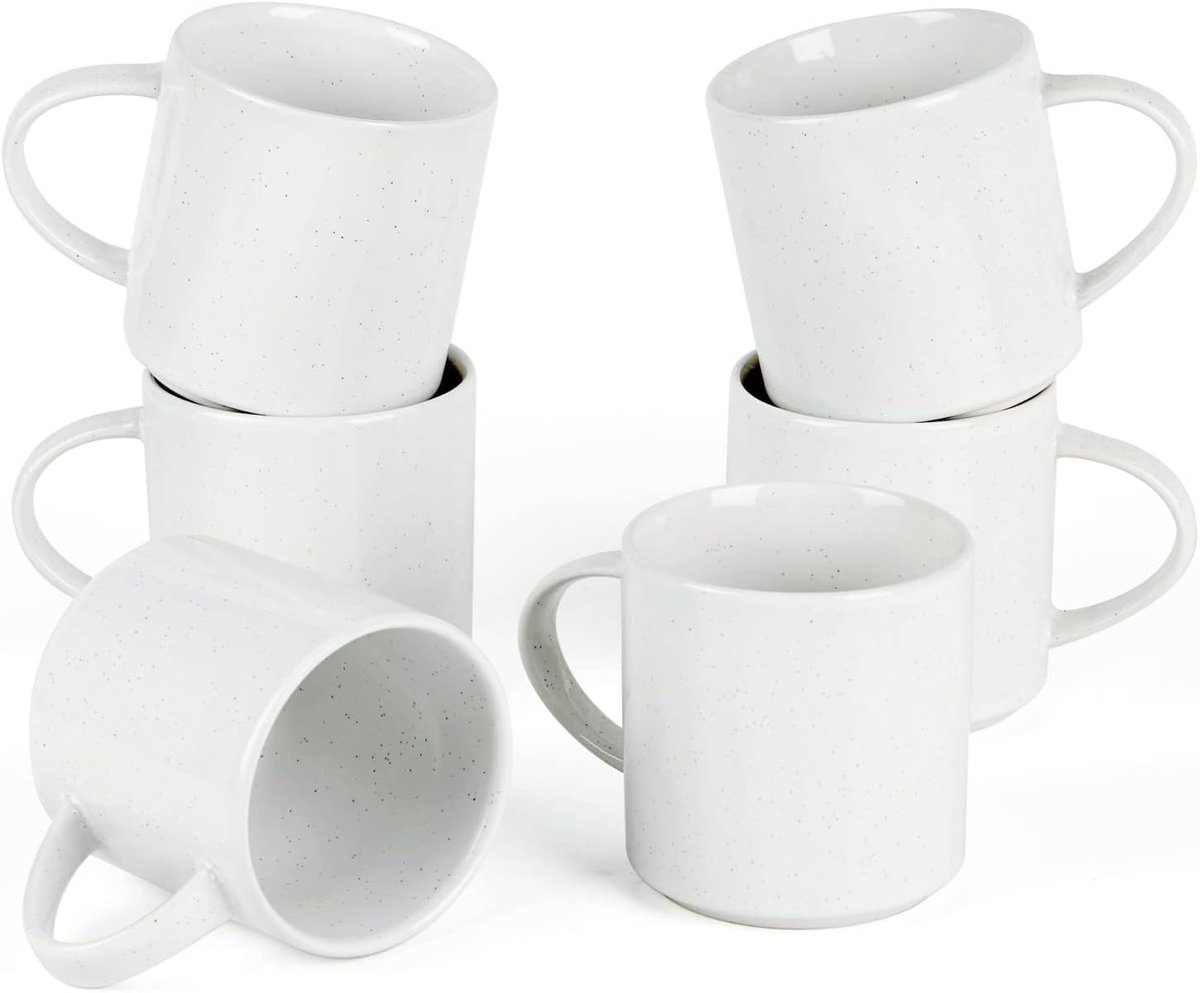 Nebula 6 keramieken koffiekopjes, 355 ml met handvat, wit | Kopjes met handvat – voor koffie, thee en warme dranken, ideaal voor in de keuken, eetkamer en bij het ontbijt