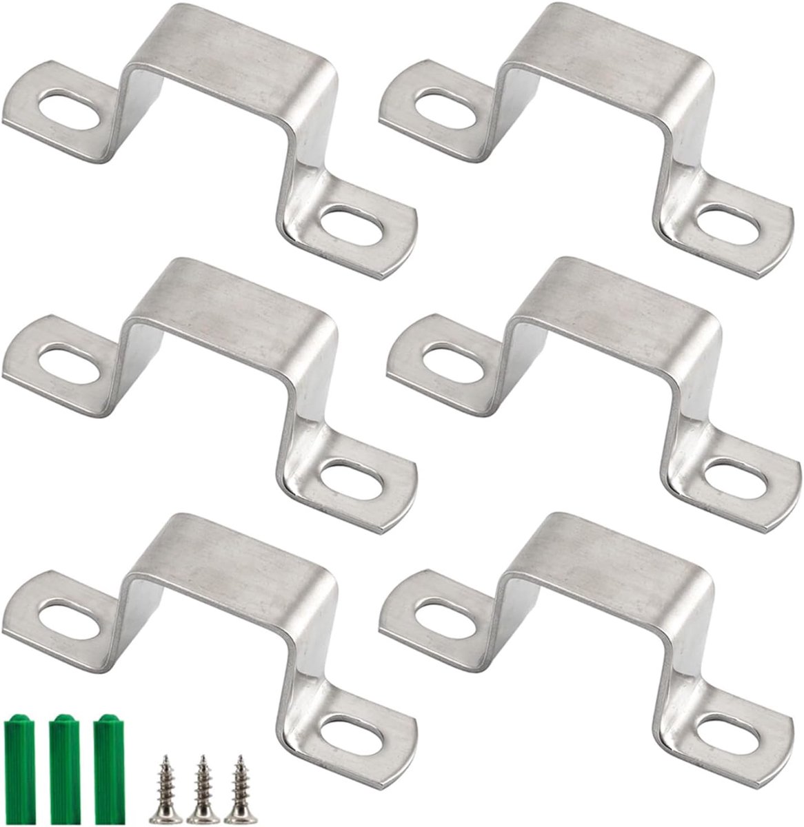 (6 stuks) M45x45mm Vierkante Buisbeugel 304 Roestvrij Staal U-vorm Metalen Beugel Pijphanger Riemschijf Slangklem