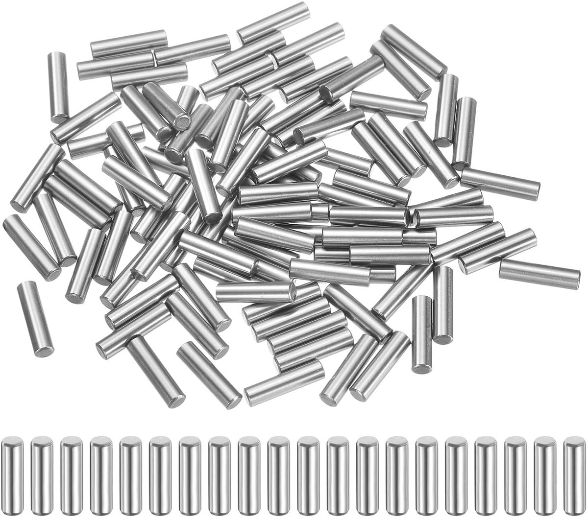 100 stuks cilinderstiften, roestvrij, 3 x 12 mm spanpen, paspoorstift, zilverkleurig, metalen stiften, metalen stiften, plugpennen, bouten, metaal voor doe-het-zelf, meubels