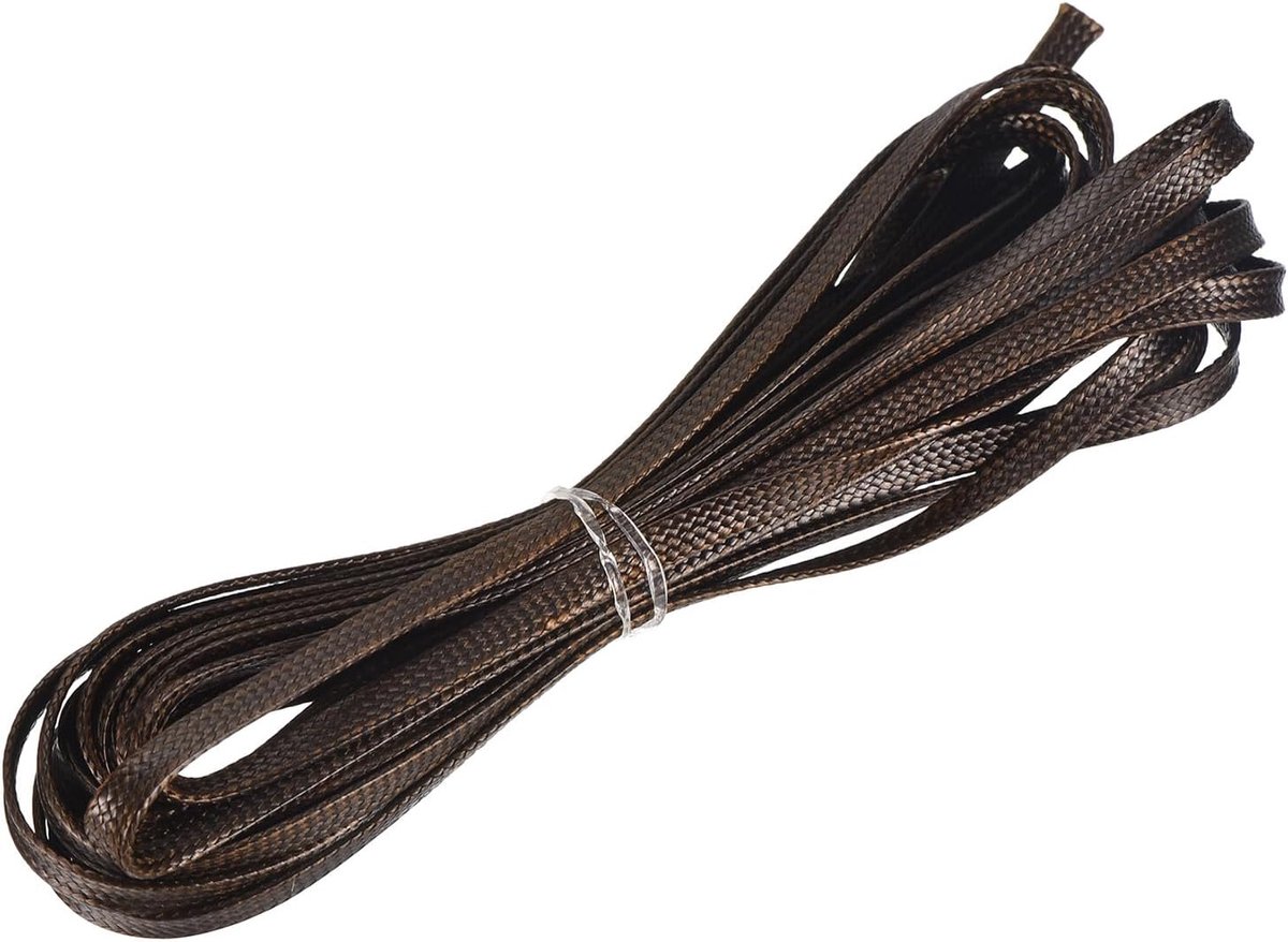 Platte gewaxte draden, 4 mm leren naaigaren polyester gewaxt koord voor handnaaien, weven, armband, halsketting, doe-het-zelf handwerk, bruin