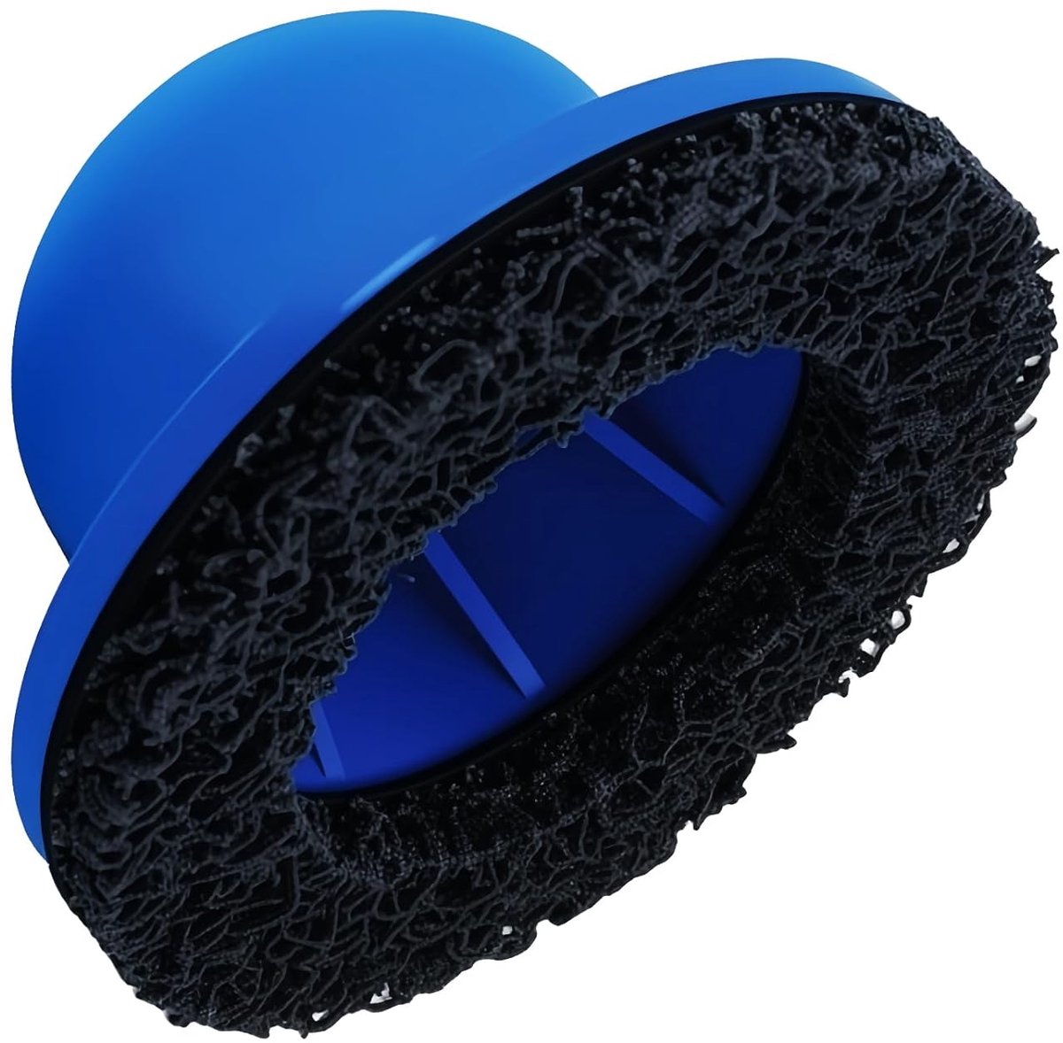 Wielnaafslijper: blauwe naafslijper auto, kunststof uitvoering, binnendiameter 90 mm, buitendiameter 150 mm, naafslijper voor 1/2 inch slagmoersleutel