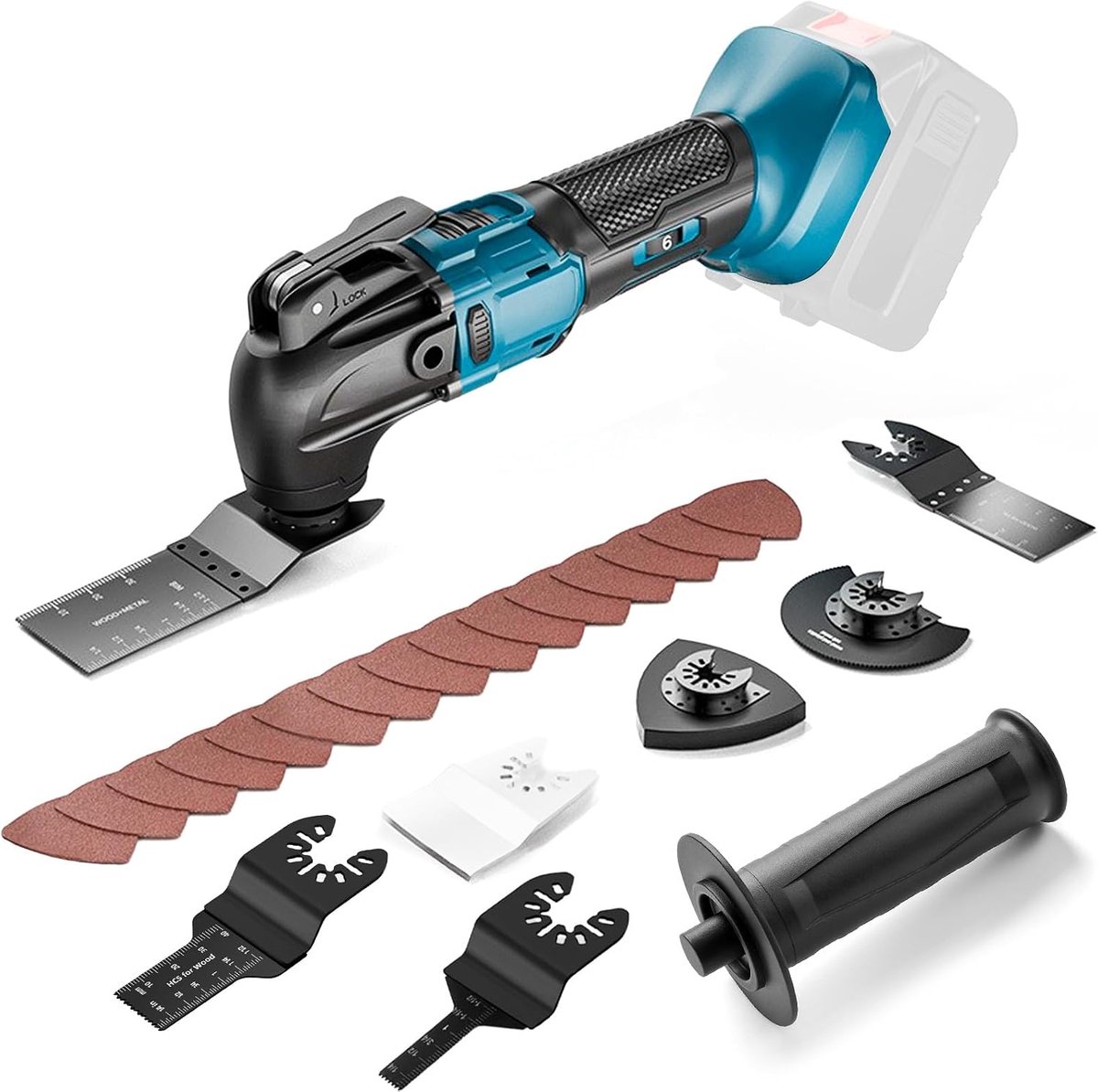 Draadloos multifunctioneel gereedschap voor Makita 18 V Li-Ion accu - oscillatiegereedschap met 23 accessoires, 6 instelbare snelheden, borstelloze Multimaster motor voor verwijderen, schrapen (zonder