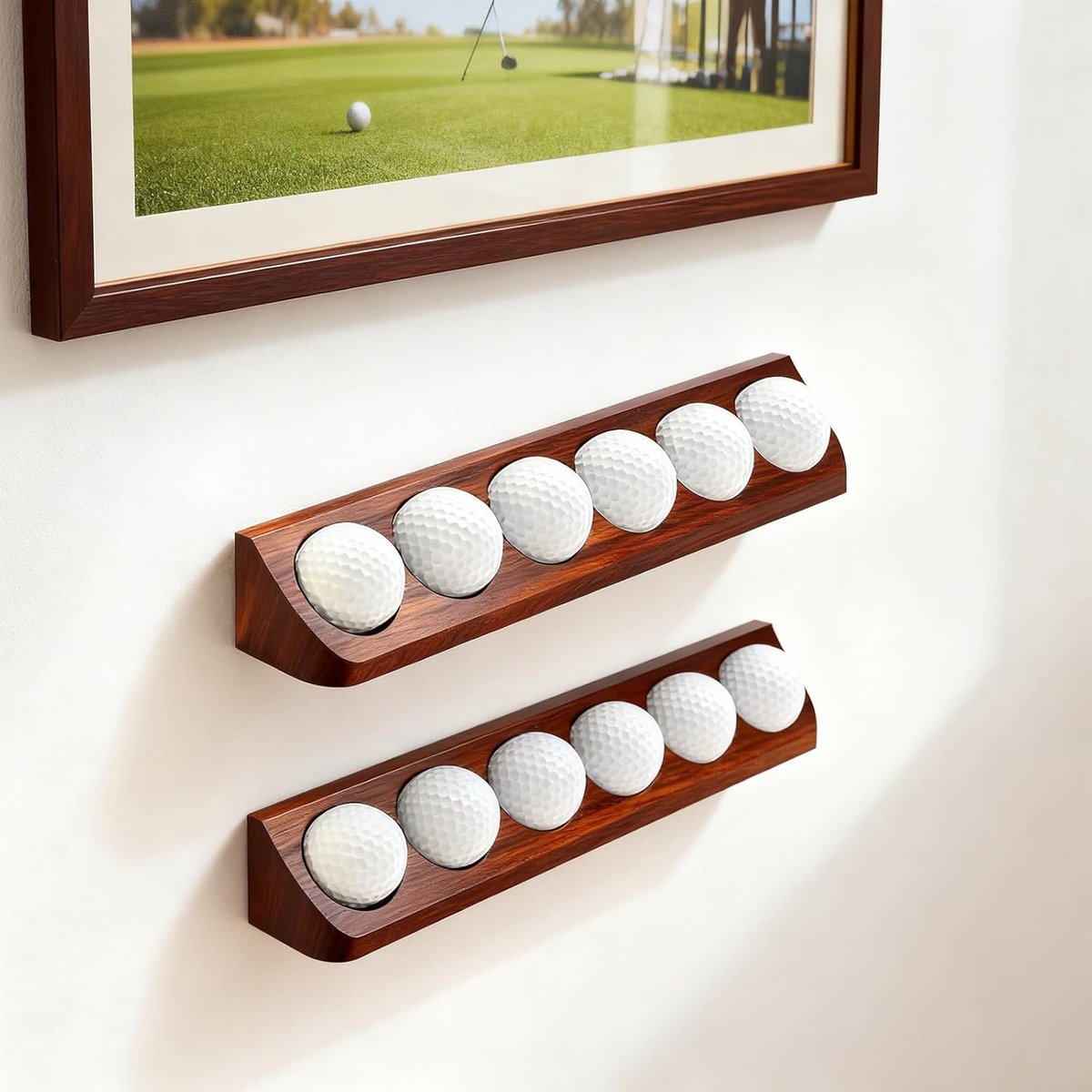2 Pak Houten Golfbal Vitrine 6 Standaard Formaat Muurmontage Golfbal Standaard Houder Vitrine (2)