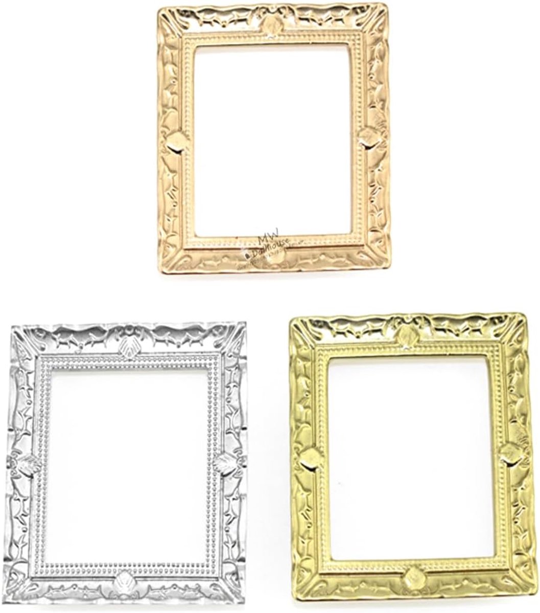 3 stuks miniatuur fotolijstjes, kleine hars fotolijstjes, ornamenten voor poppenhuis, speelhuis, woondecoratie, minikunst, souvenirs (73x60mm)