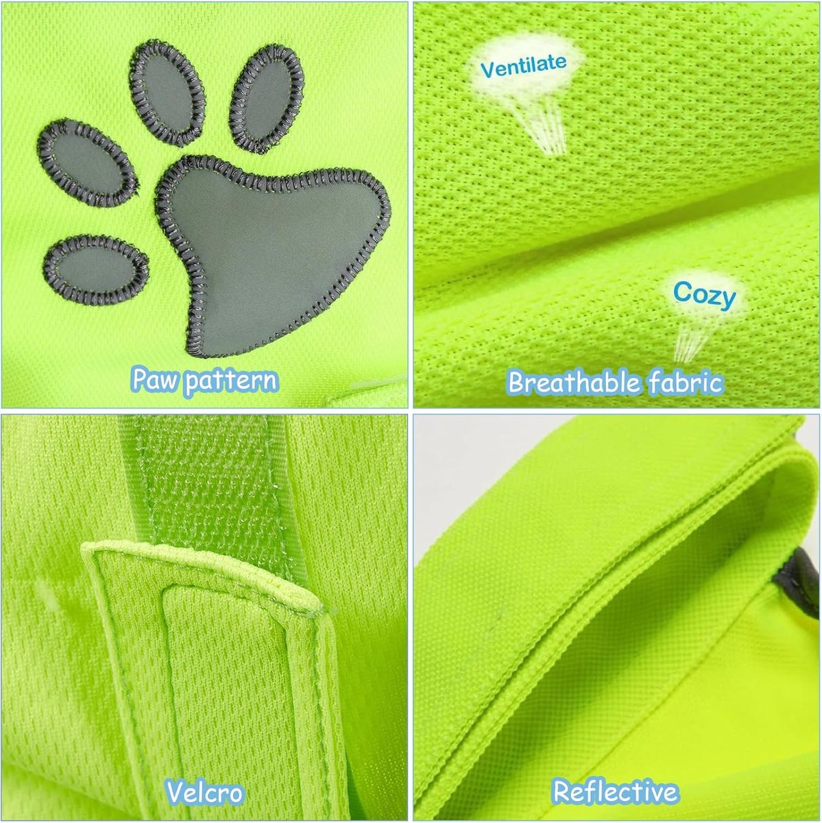 Veiligheidsvest voor honden, reflecterende strepen, hondenveiligheidsvest met reflecterende elementen, veiligheidsvesten, instelbaar ontwerp voor nachtwandelingen, outdoor-avonturen