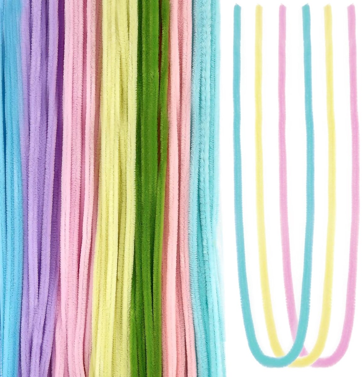 100 stuks pijpenreinigers om te knutselen, regenboog, meerkleurig, 60 cm | Pijpenreiniger, extra lang, buigpluche, knutseldraad, chenilledraad, pijpreiniger voor creatieve doe-het-zelfprojecten