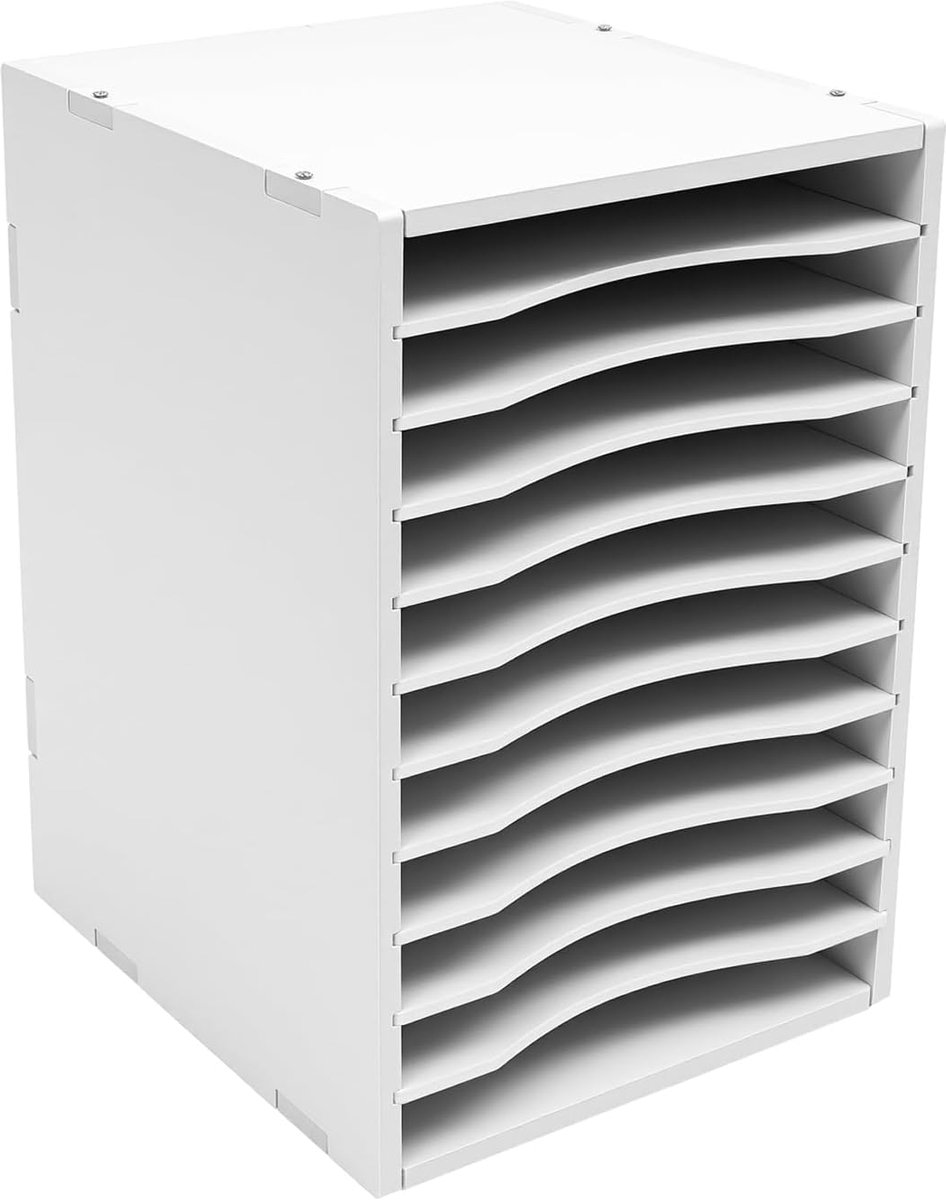 11 vakken, brievenbak, bureau, afneembare scheidingswand, A4-papierbak, papier, magazijn, organizer, wit