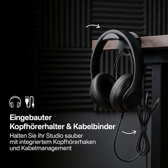 Standaards voor Edifier, KRK, Sony en andere boekenplankluidsprekers, in hoogte verstelbaar, kantelbaar en draaibaar, monitor stand voor PreSonus, JBL WR hoofdtelefoonhouder. — afbeelding 4