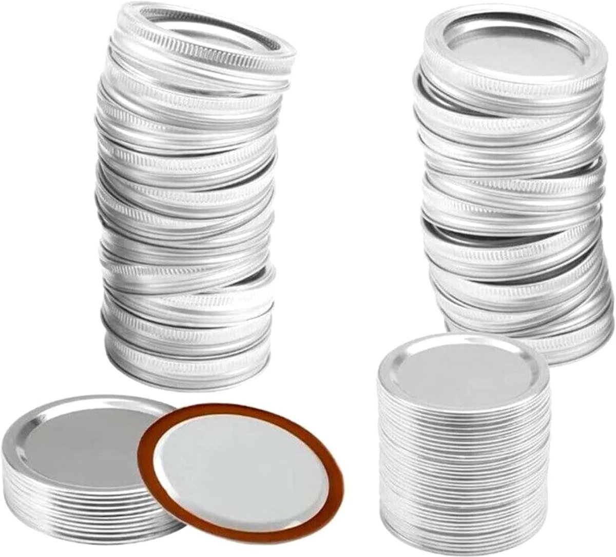 48 tcs Canning Lids Glass Canning Deksels met regelmatige uitloop 70 mm blik ringen gesplitst lekbestendig metaal metaal jar goede afdichting prestaties voedsel grade materiaal